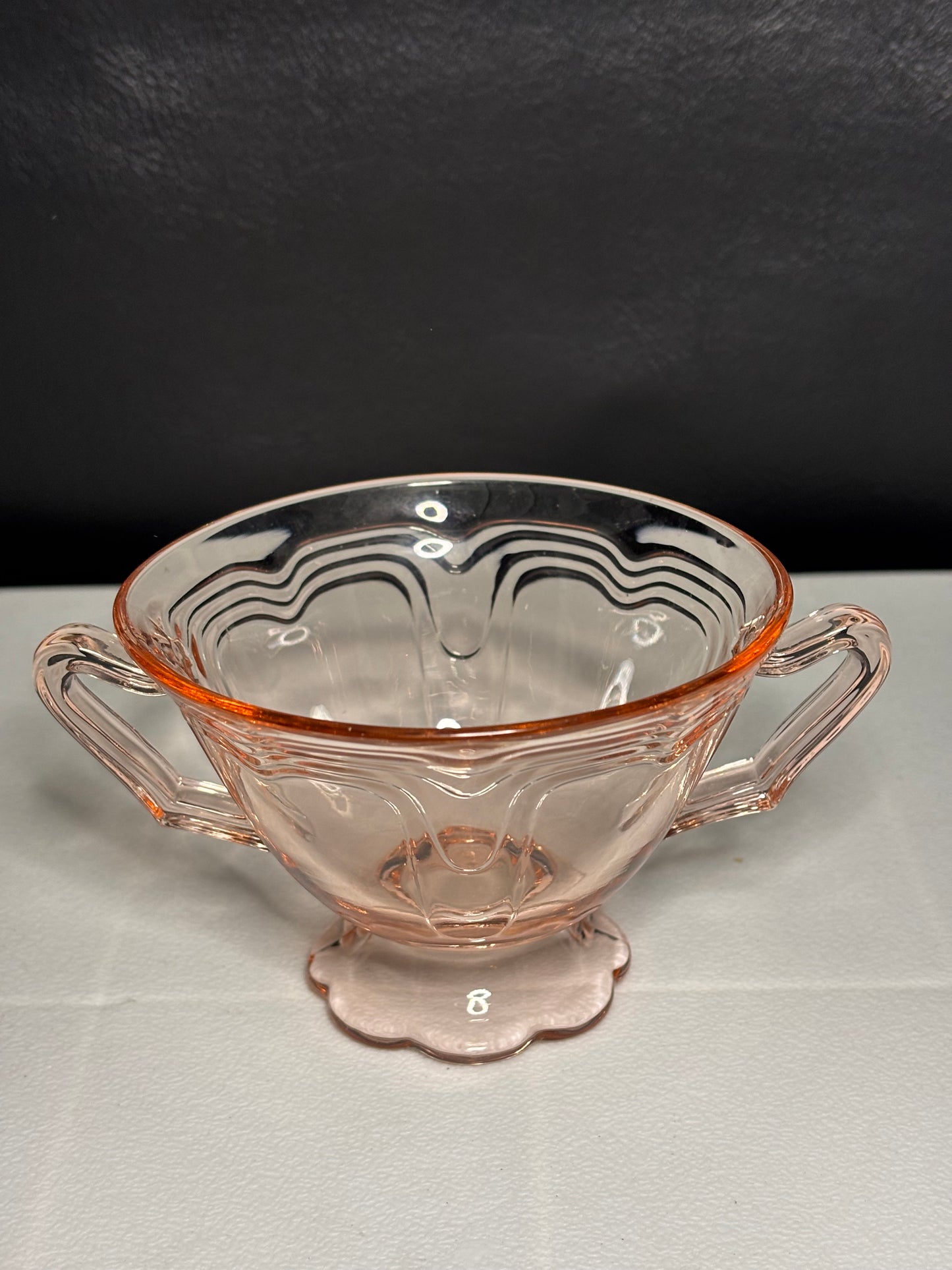 Vintage Pink Depression Glass Sugar Bowl – Double Handle, 1930s Style
