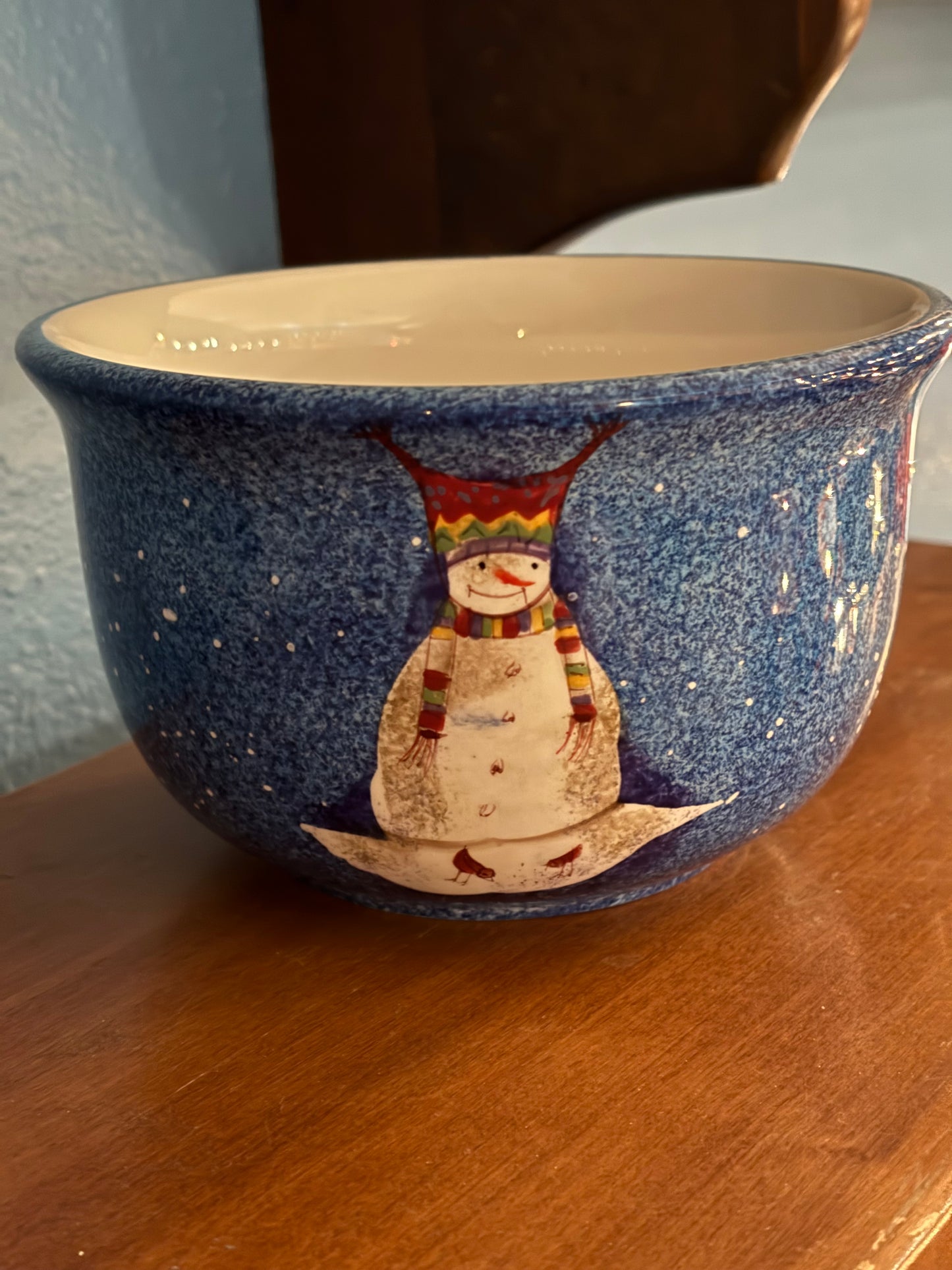 Festive Blue Snowman Bowl – 6"x6"x4"