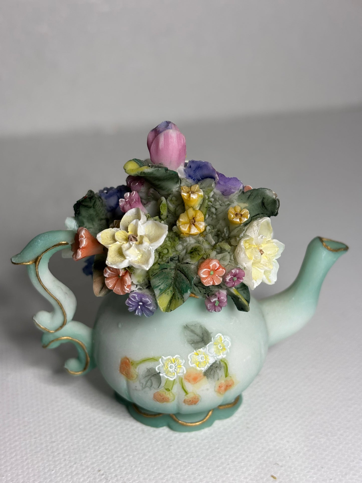 Whimsy in Bloom – Vintage Floral Teapot Figurine