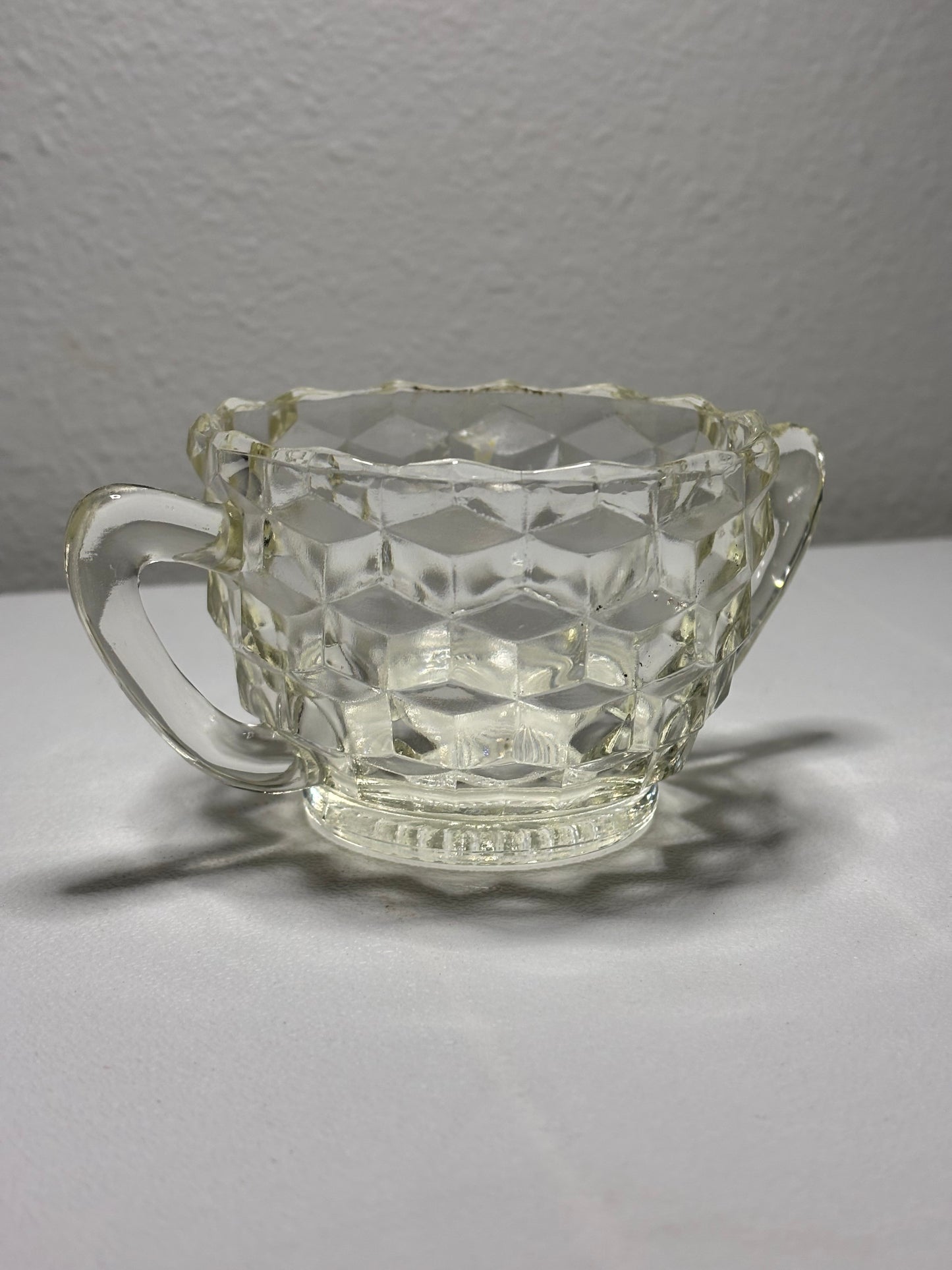 Vintage Cubist Clear Glass Sugar Bowl
