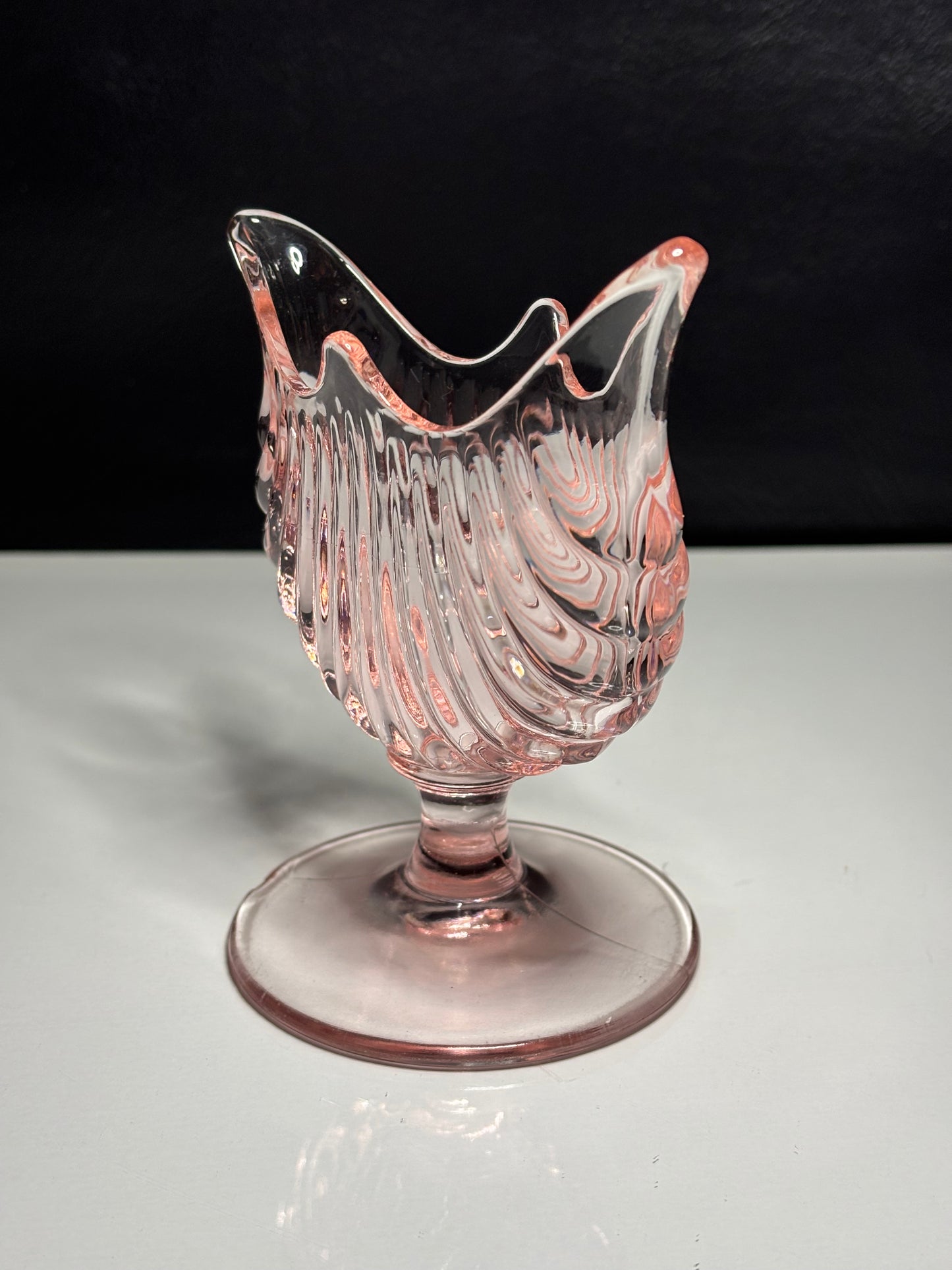 Vintage Pink Depression Glass Footed Candy Dish – Swan-Inspired Design *