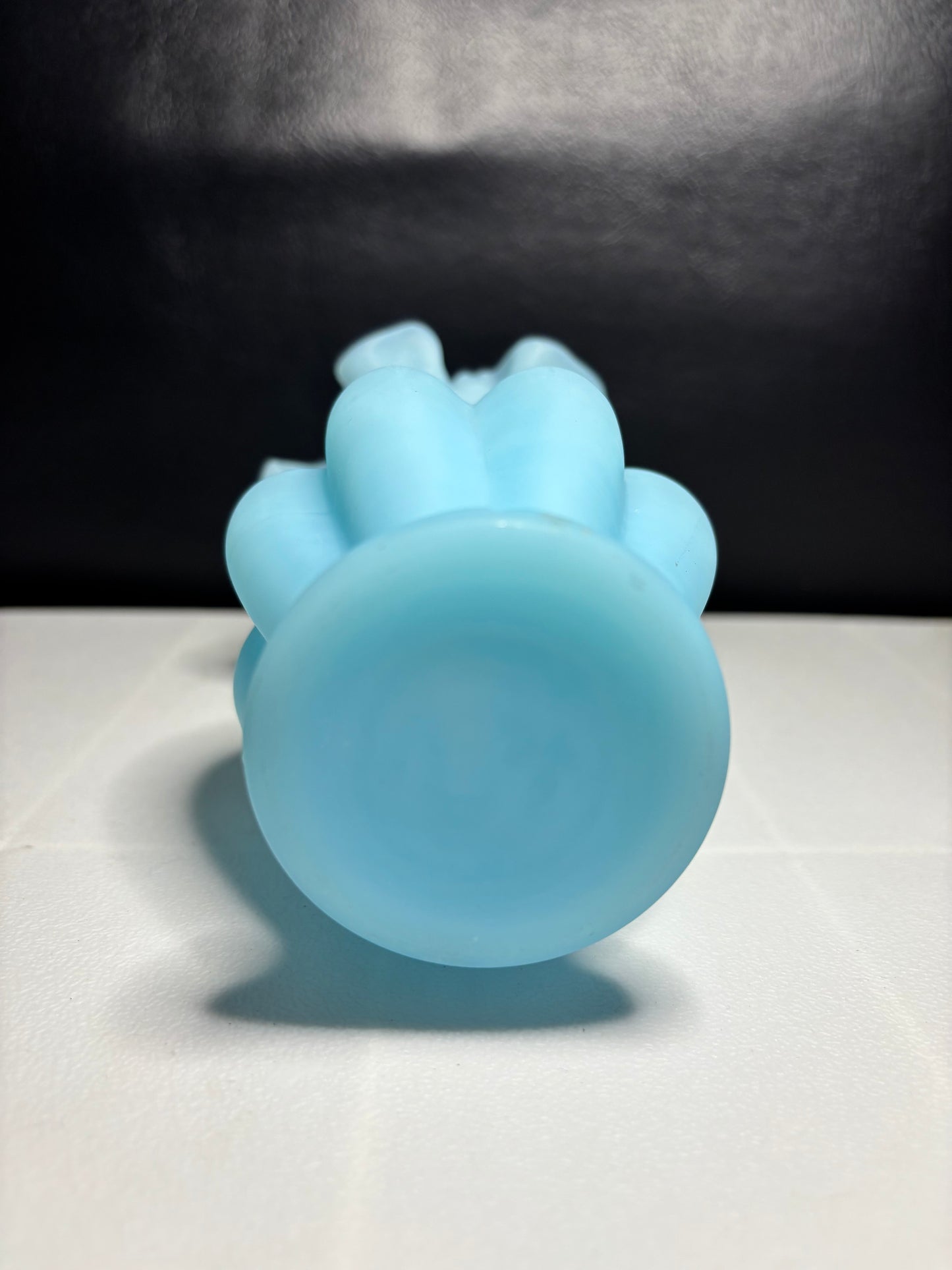 Satin Blue Ruffled Vase – Vintage Handcrafted Art Glass, 6"