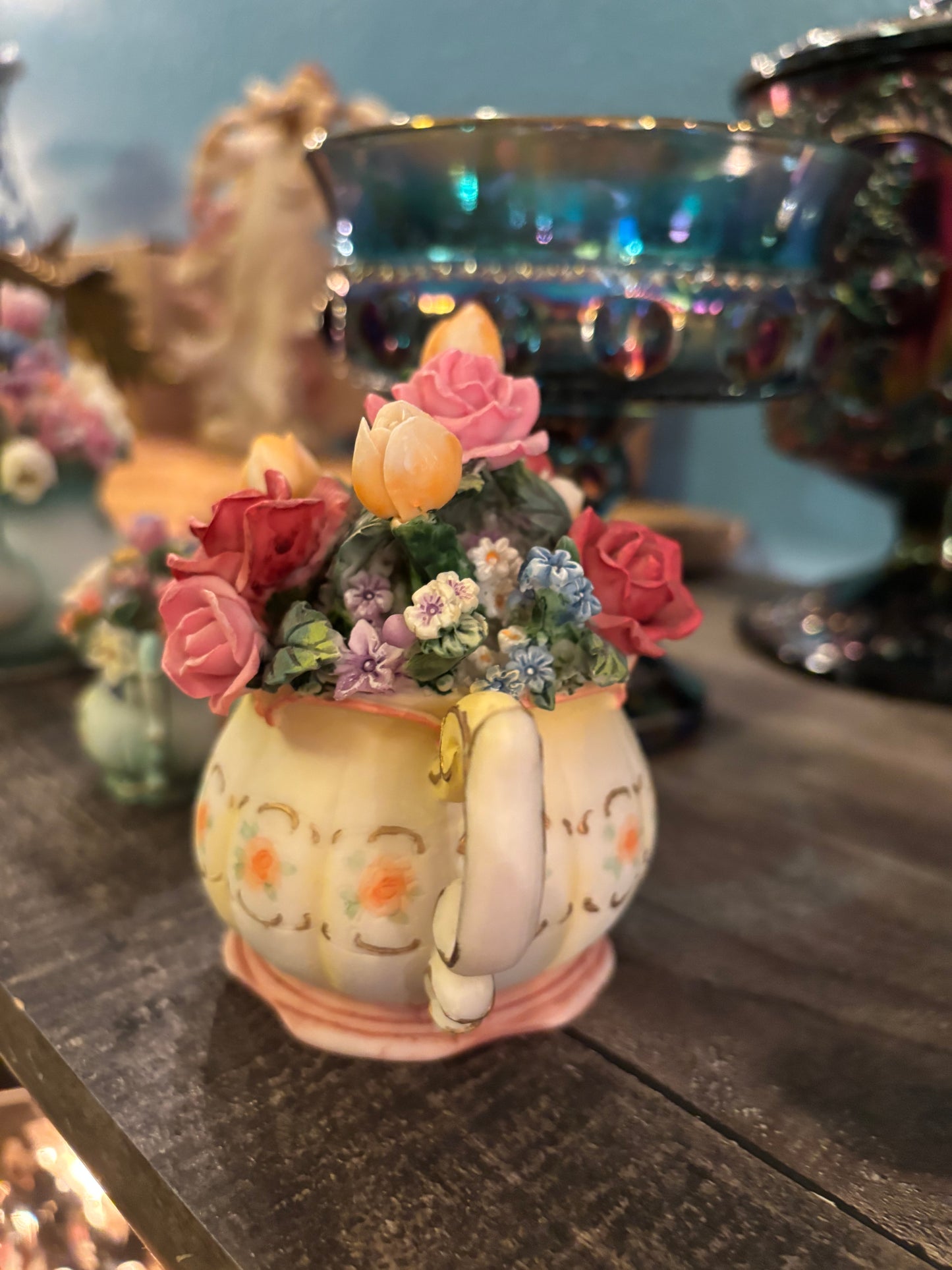 Victorian Rose Garden – Porcelain Floral Teapot Figurine