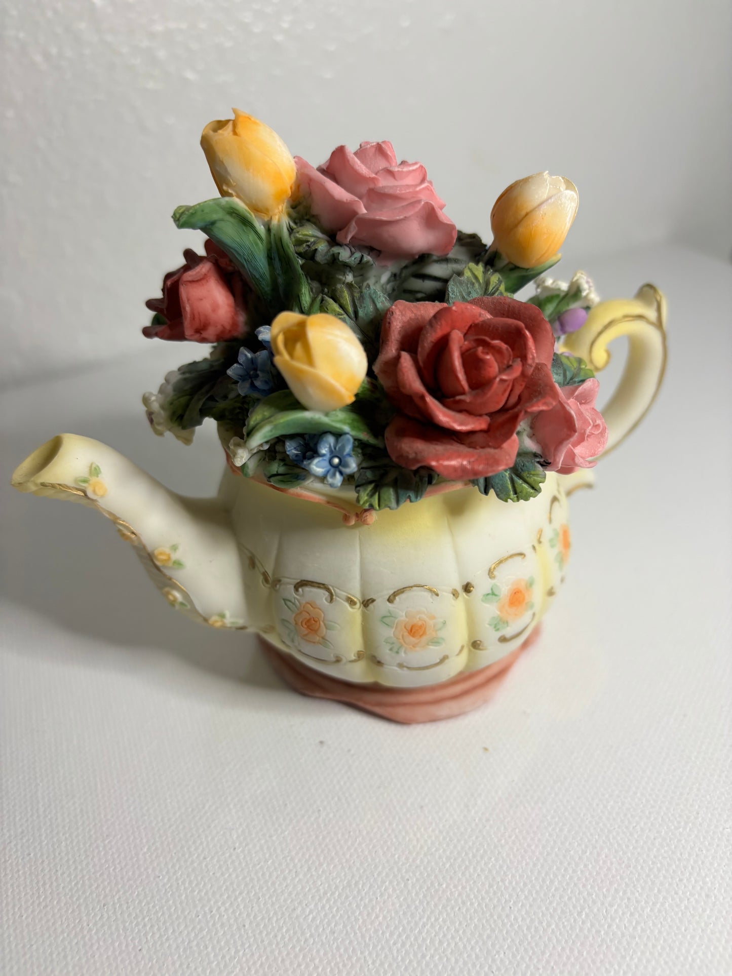 Victorian Rose Garden – Porcelain Floral Teapot Figurine