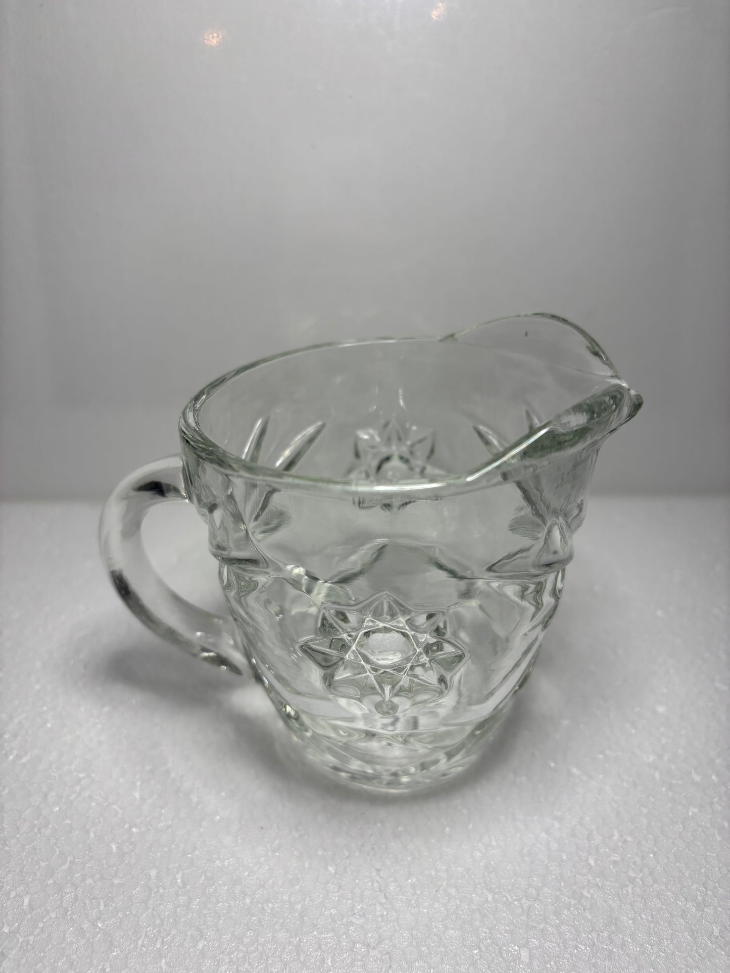 Vintage Starburst Pressed Glass Creamer Pitcher β 3.75" Tall