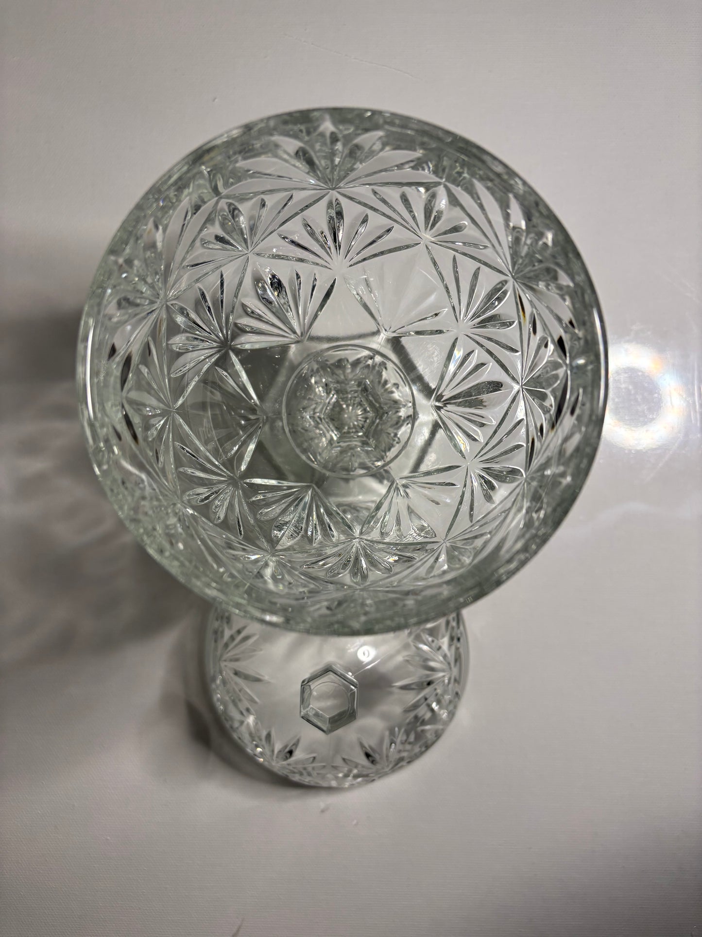 Vintage Pressed Glass Lidded Candy Dish – Pedestal Egg Jar, 9" Tall