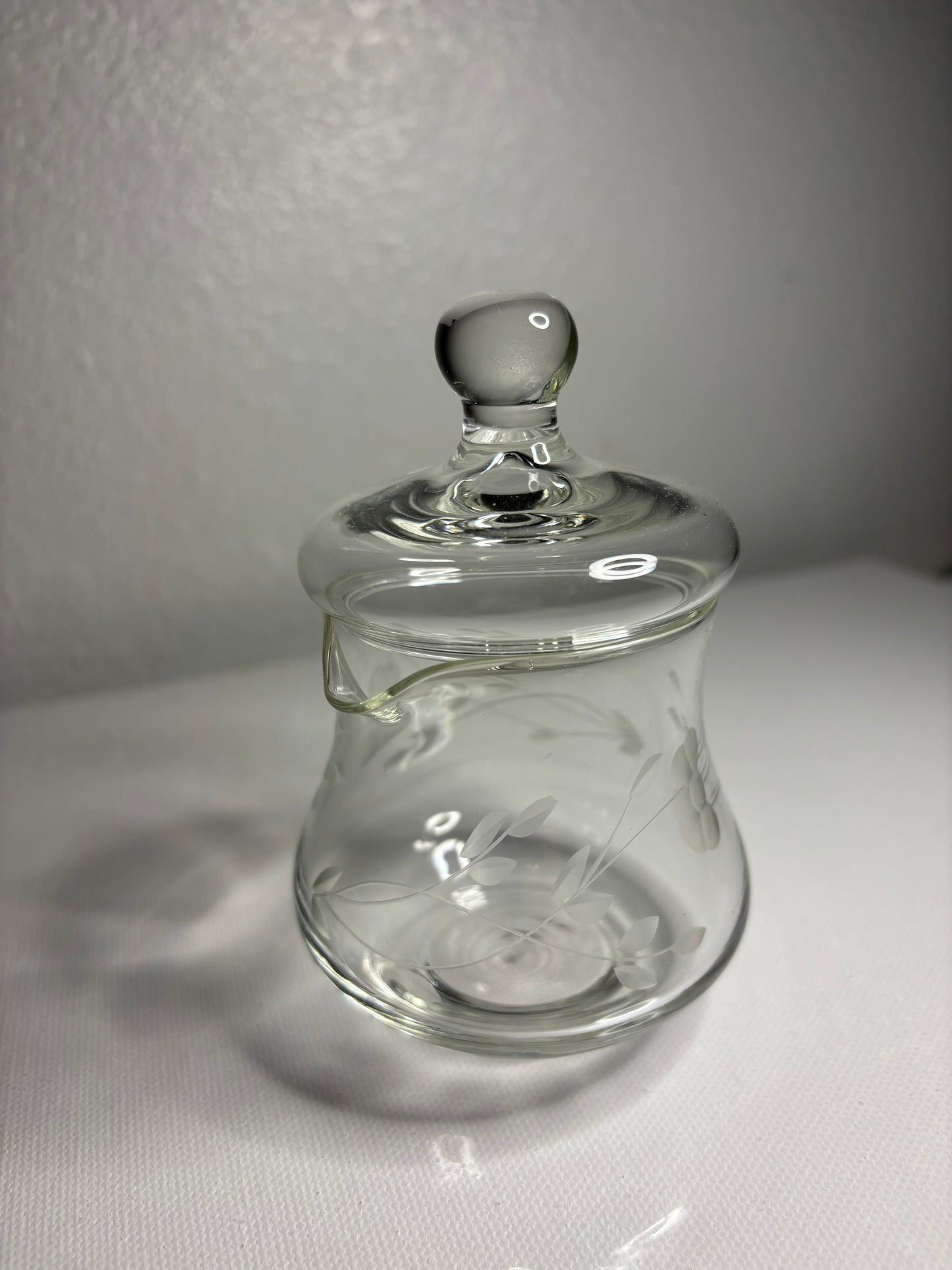 Etched Glass Honey or Jam Jar with Lid – 2.5"x2.5"x4"