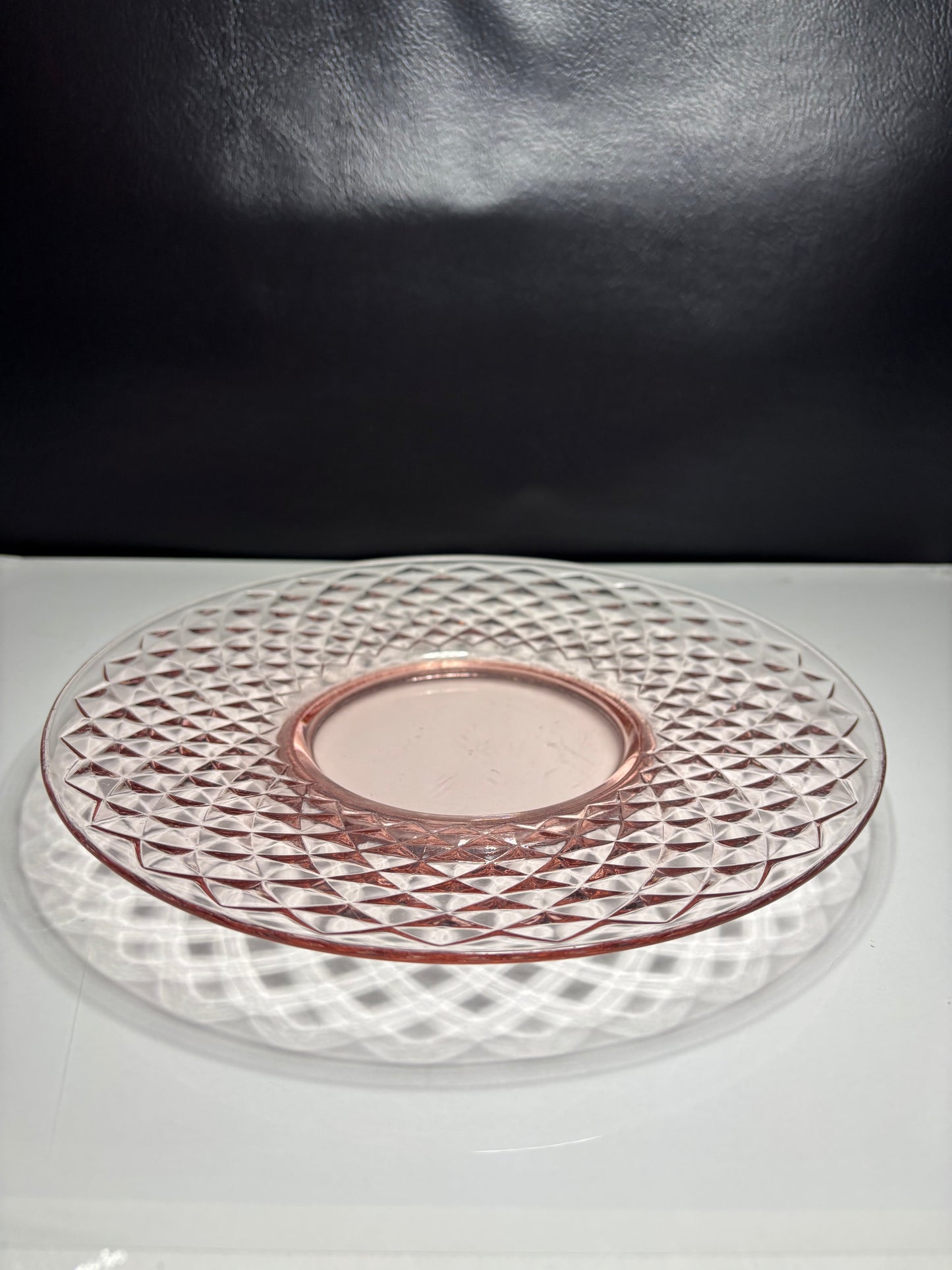 Vintage Pink Depression Glass Ribbed Salad Plate – 7" Sunburst Design *