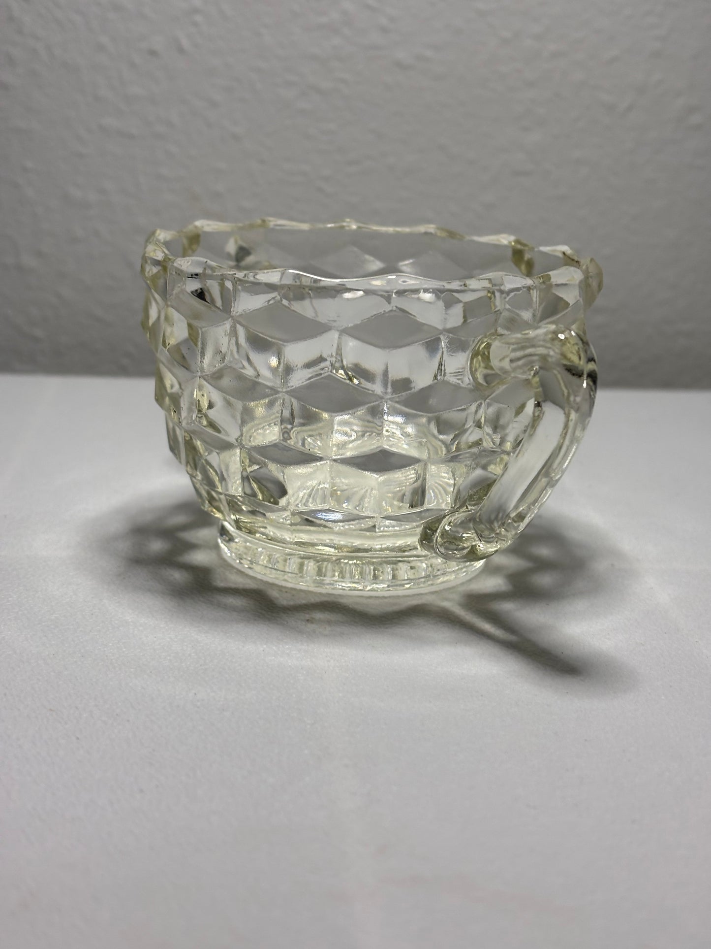 Vintage Cubist Clear Glass Sugar Bowl