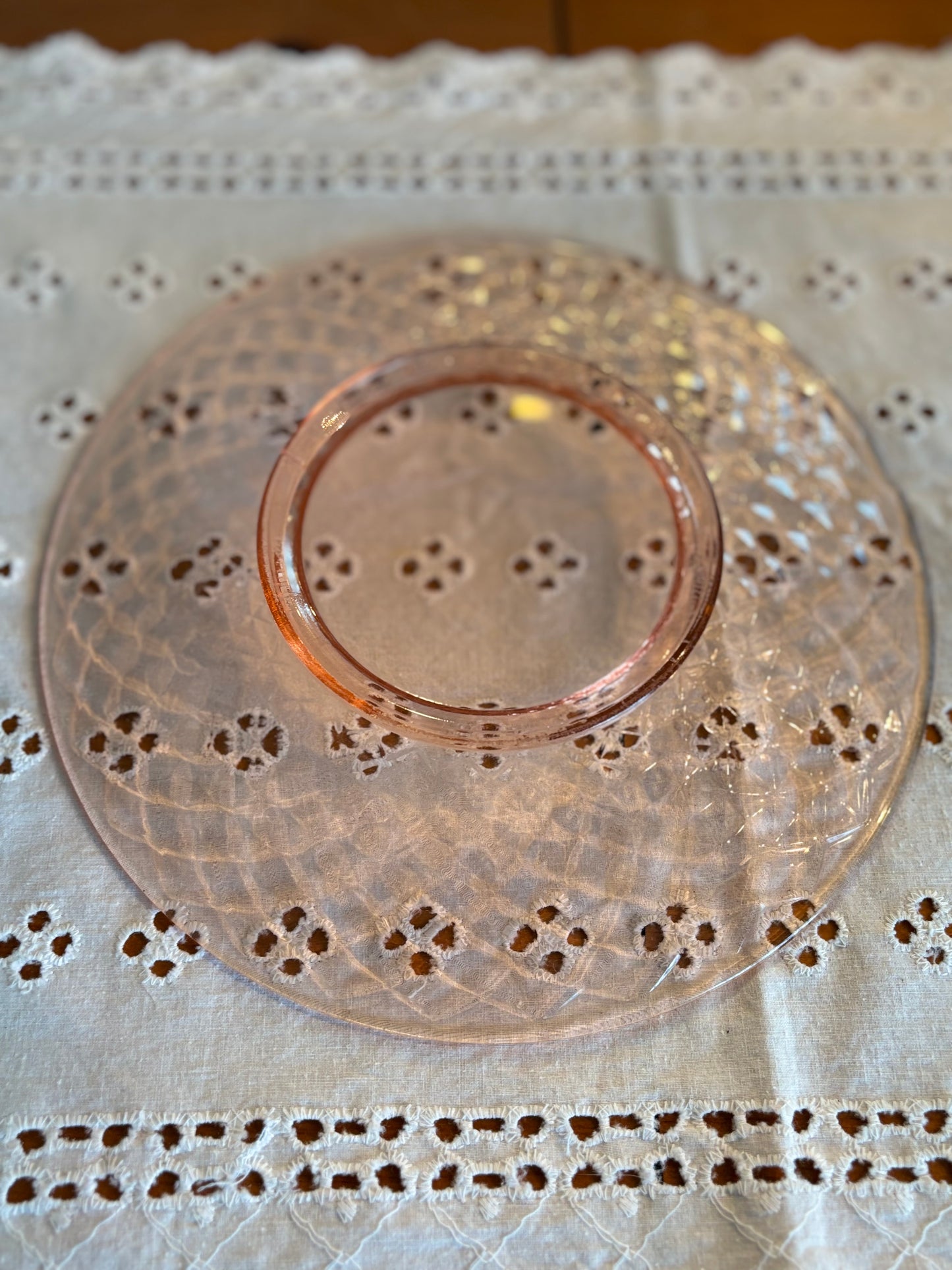 Vintage Pink Depression Glass Diamond Pattern Dinner Plate – 8.5" *