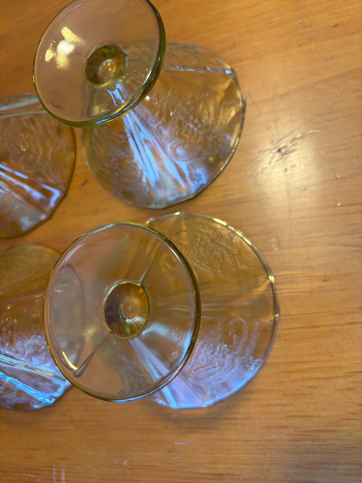 Vintage Lemon Yellow Depression Glass Sherbet Cups