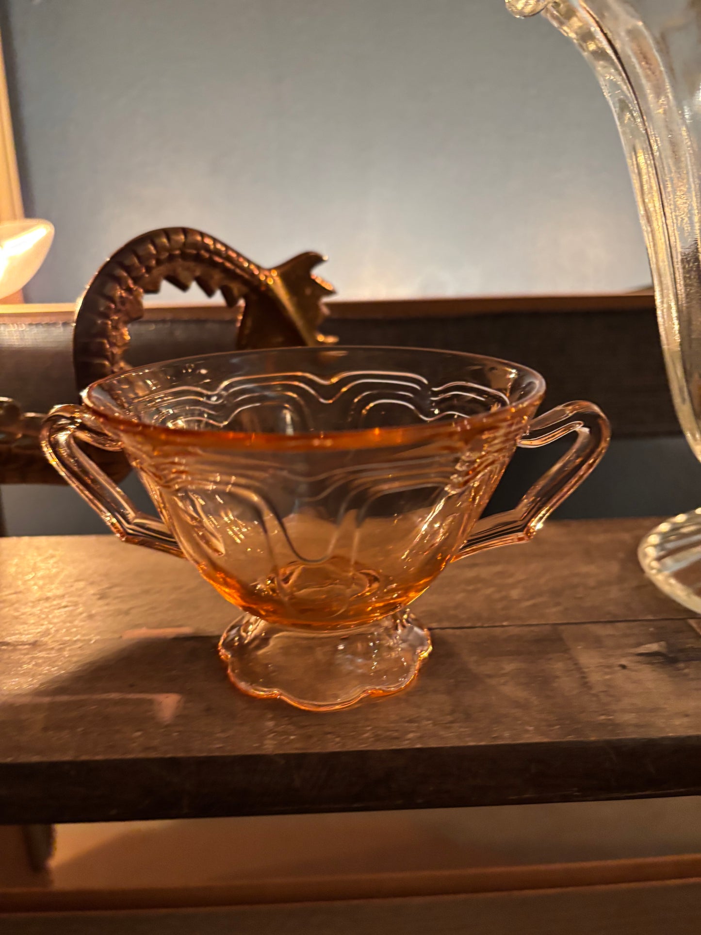 Vintage Pink Depression Glass Sugar Bowl – Double Handle, 1930s Style