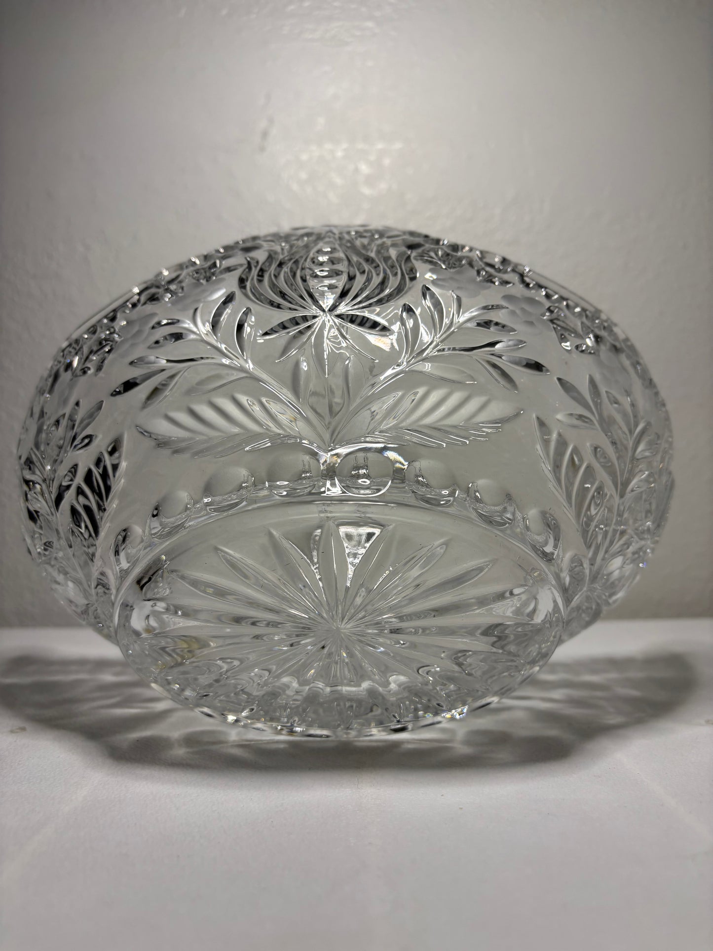 Vintage Pressed Glass Basket – Ornate Clear Glass Bowl with Handle – 9”
