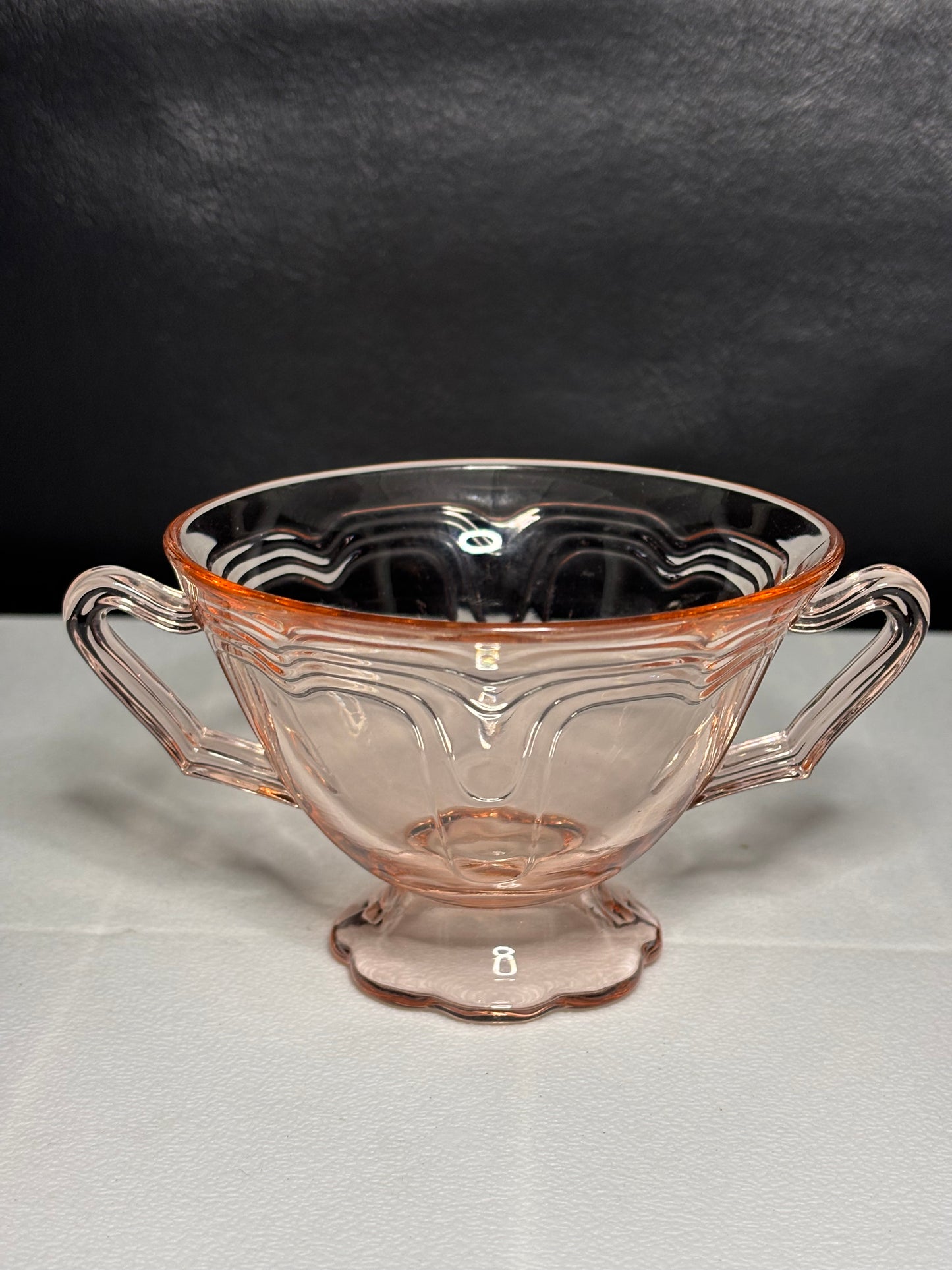 Vintage Pink Depression Glass Sugar Bowl – Double Handle, 1930s Style