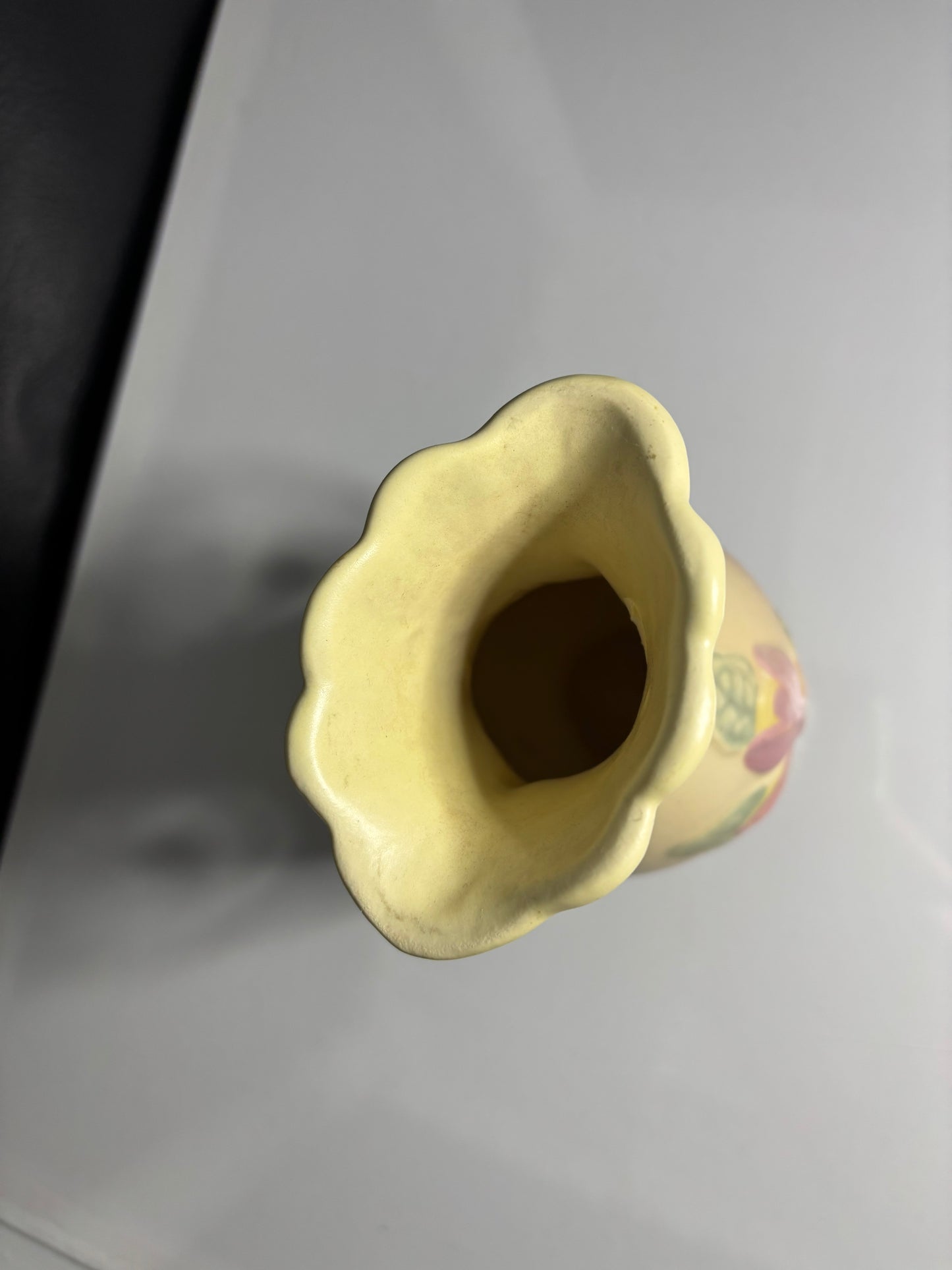 Vintage Hull Style Matte Pottery Vase – 5" Tall Floral Relief with Handles