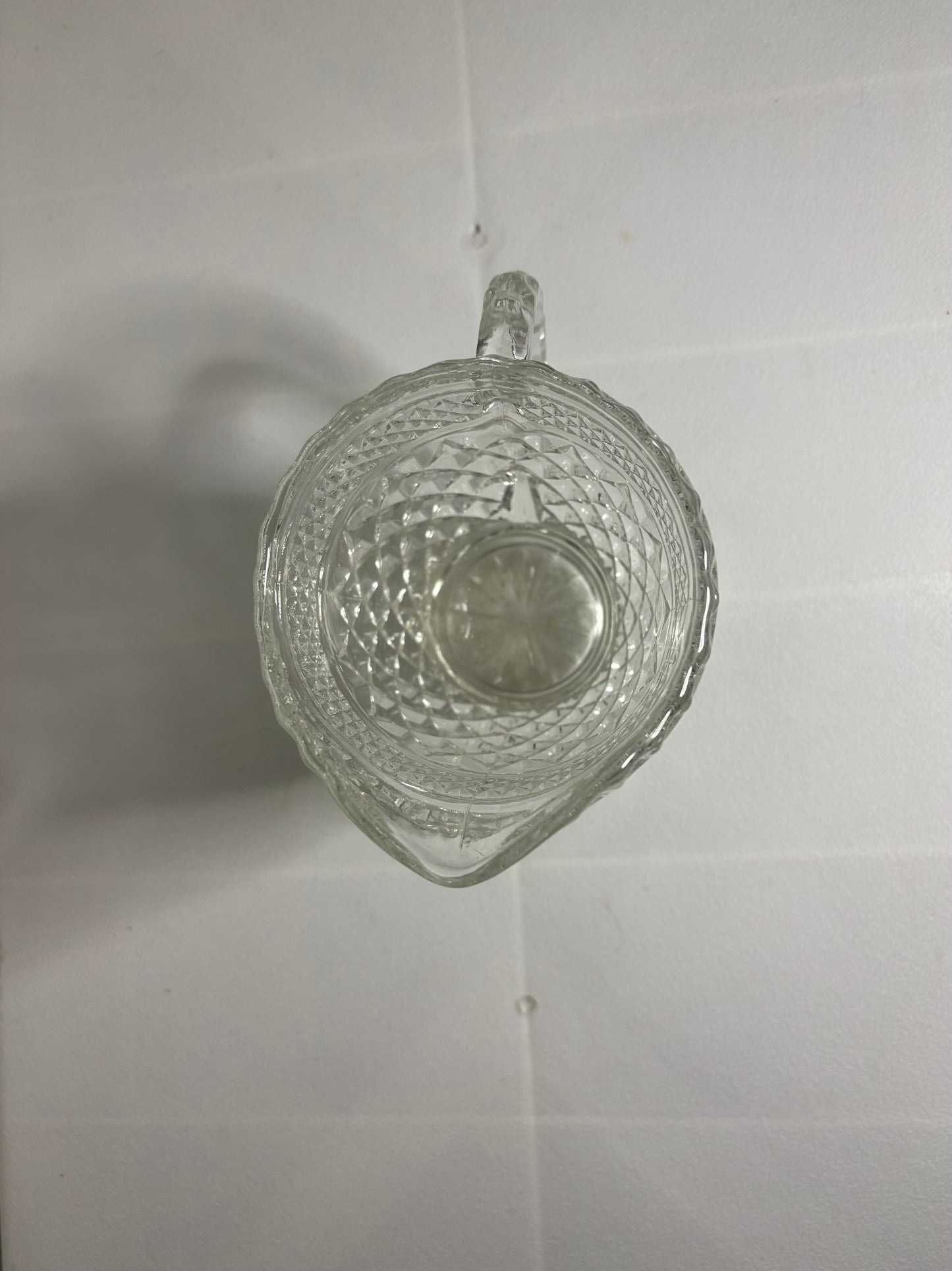 Vintage Pressed Glass Creamer Pitcher – Diamond Point Pattern