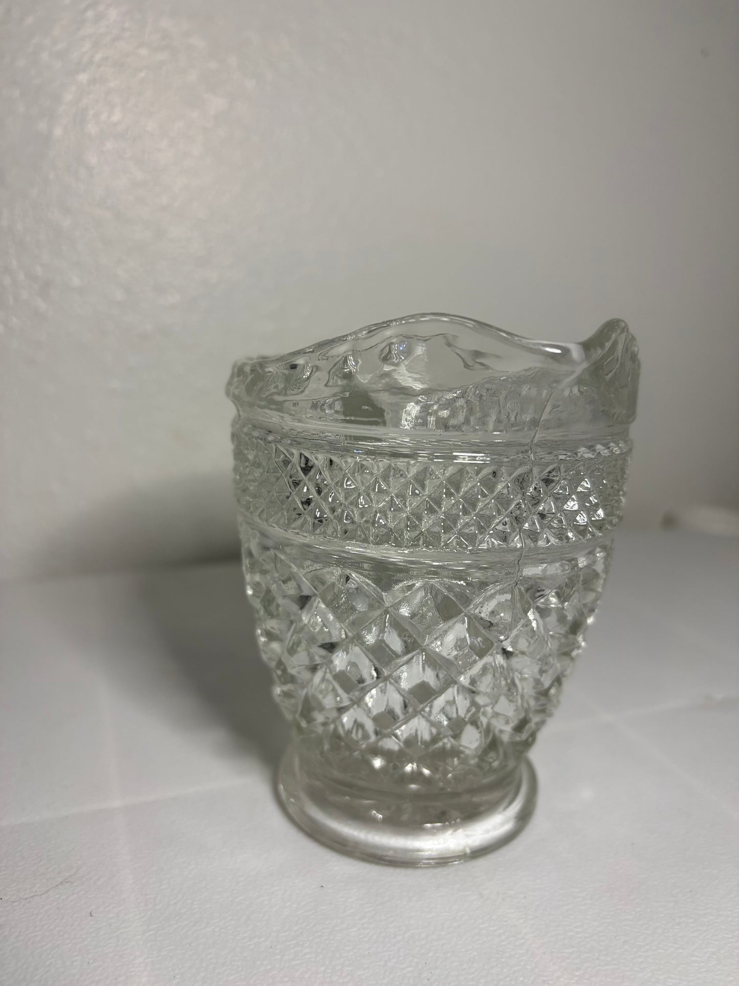 Vintage Pressed Glass Creamer Pitcher – Diamond Point Pattern