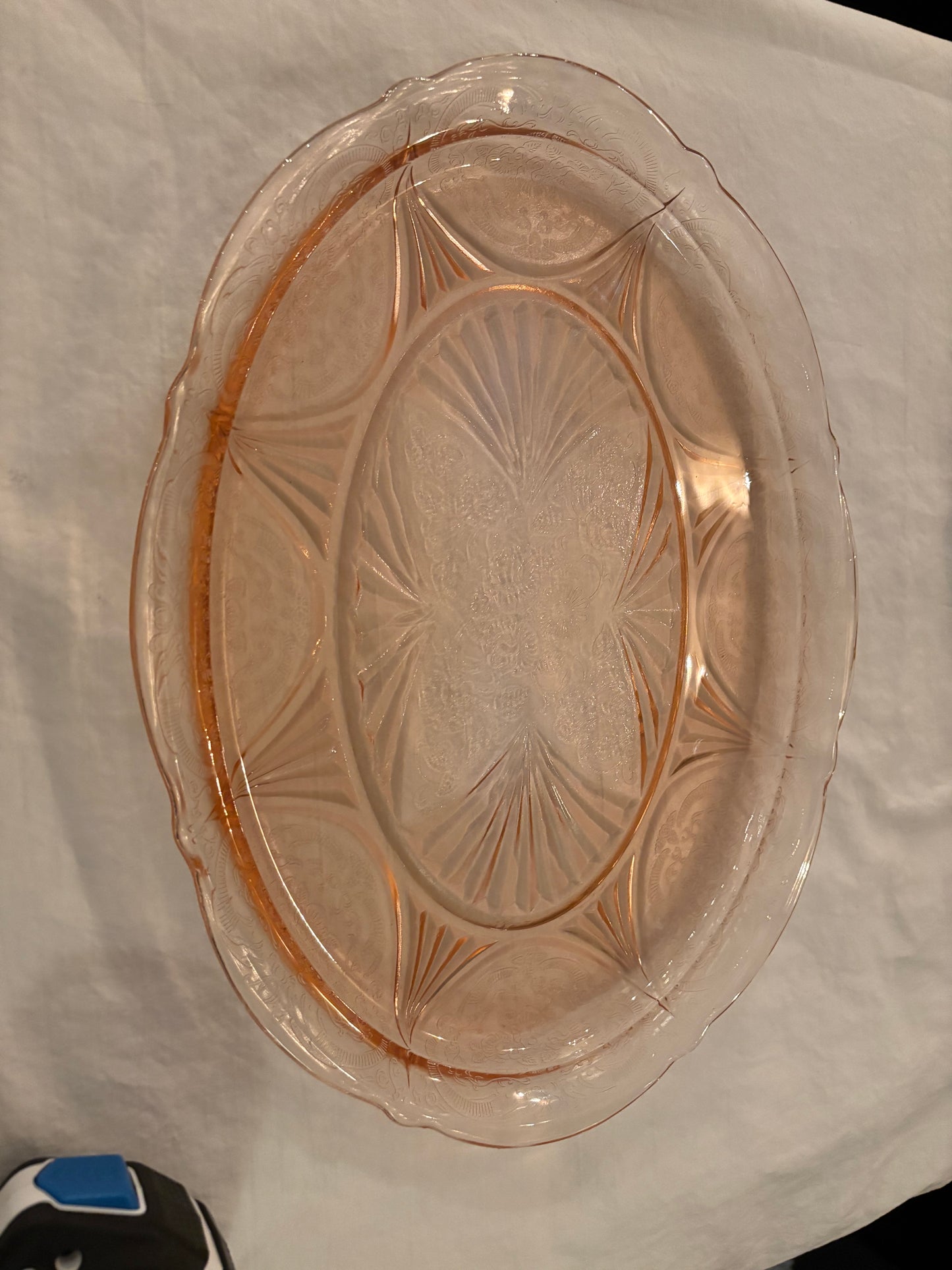 Vintage Pink Depression Glass Oval Serving Platter – 13" x 10"