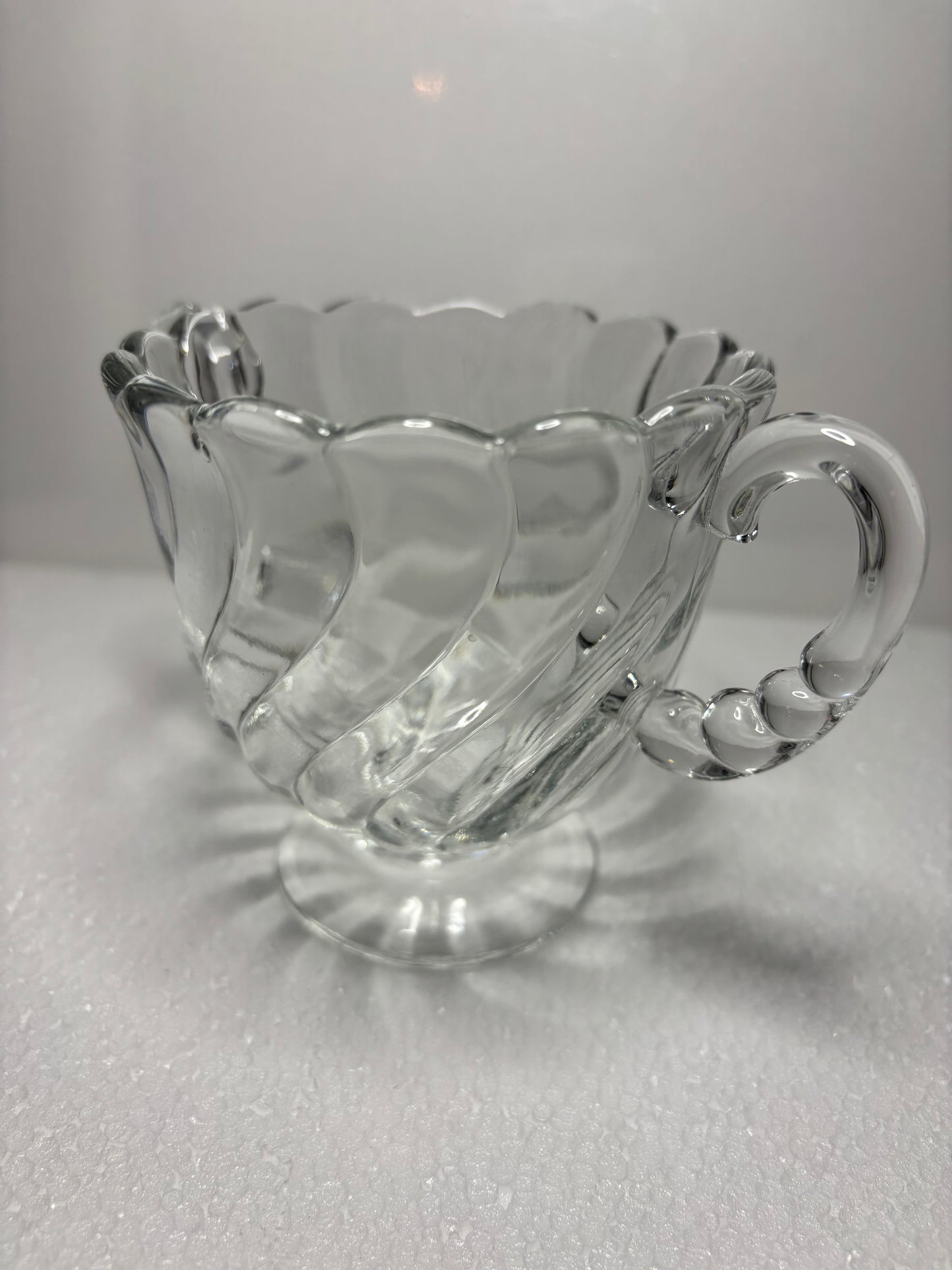 Vintage Swirl-Handled Pressed Glass Sugar Bowl β 5" Wide