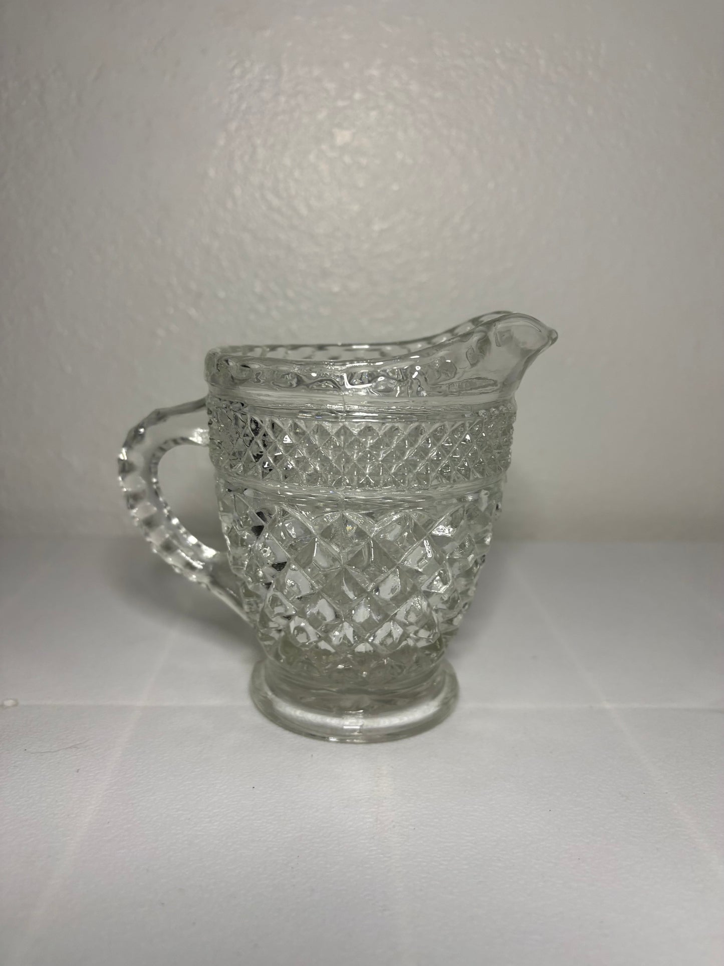 Vintage Pressed Glass Creamer Pitcher – Diamond Point Pattern