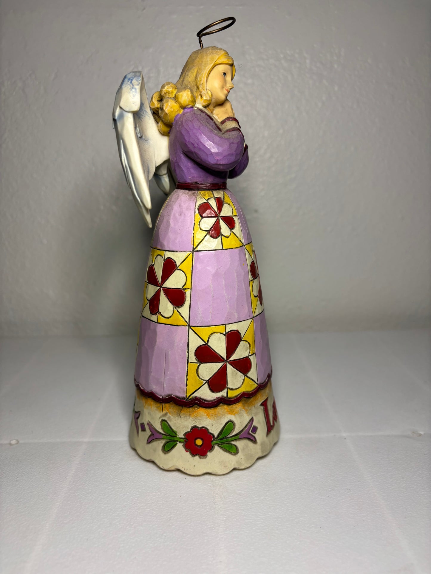 Jim Shore “Love” Angel Figurine – Heartwood Creek – 8" Quilted Folk Art Angel
