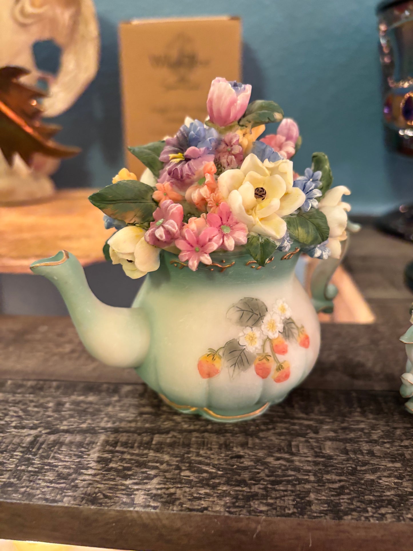 Whimsy in Bloom – Vintage Floral Teapot Figurine