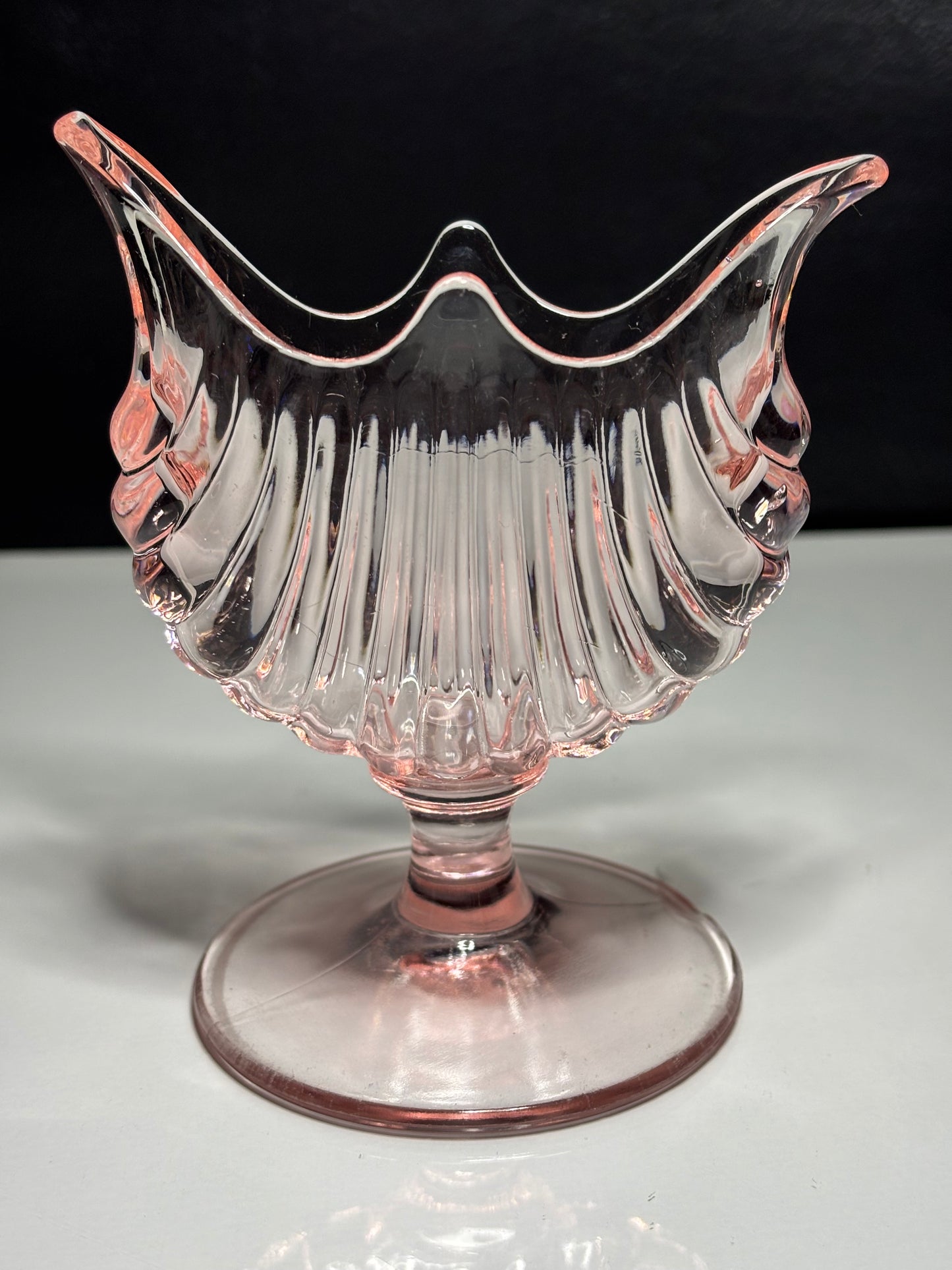 Vintage Pink Depression Glass Footed Candy Dish – Swan-Inspired Design *