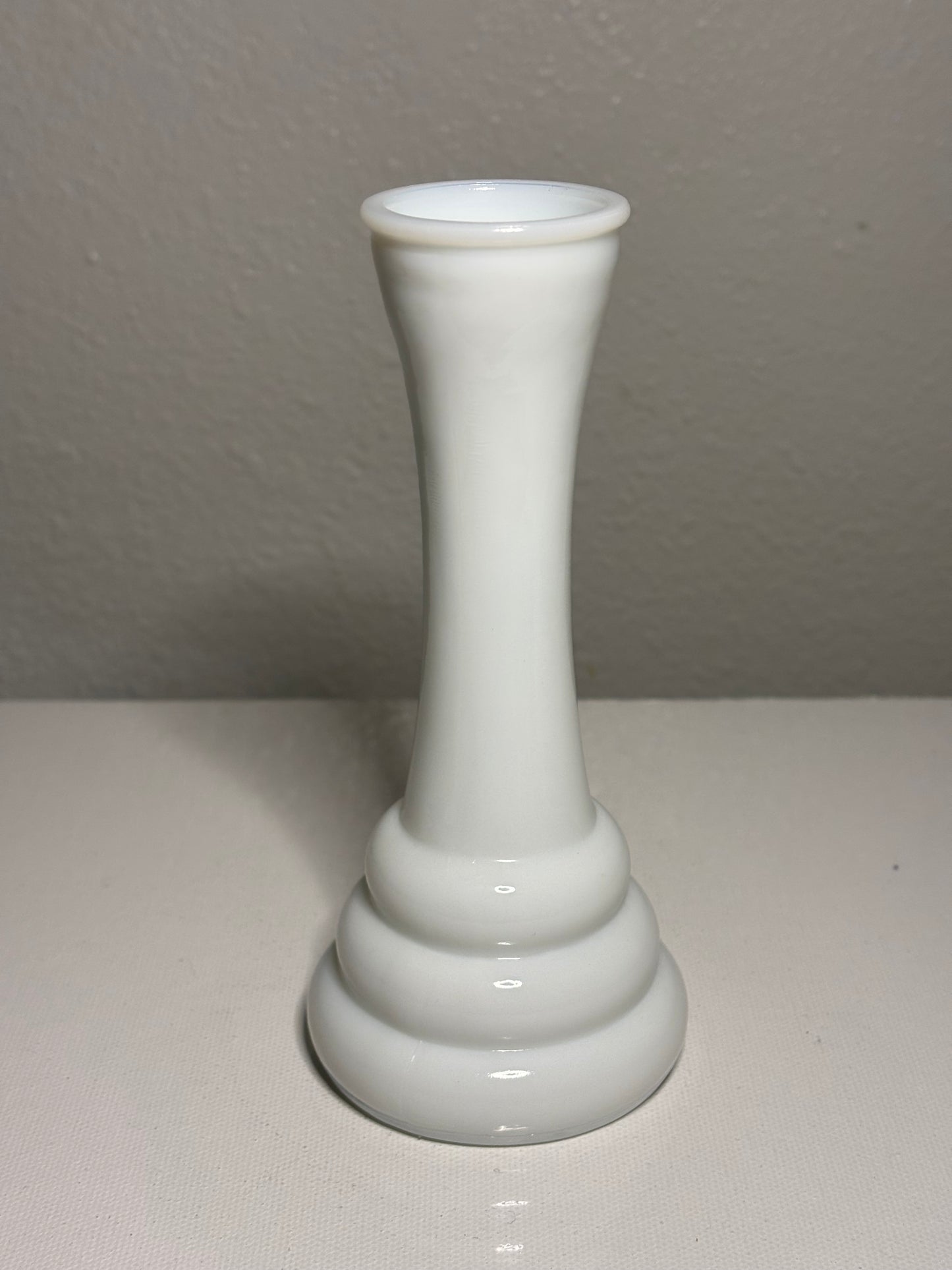 Vintage Milk Glass Bud Vase – 6" Tall with Tiered Base