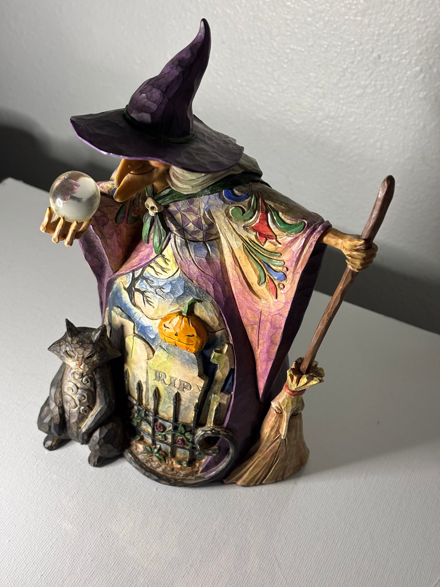 Jim Shore Heartwood Creek Witch Figurine – Halloween Graveyard Scene, 10" Tall