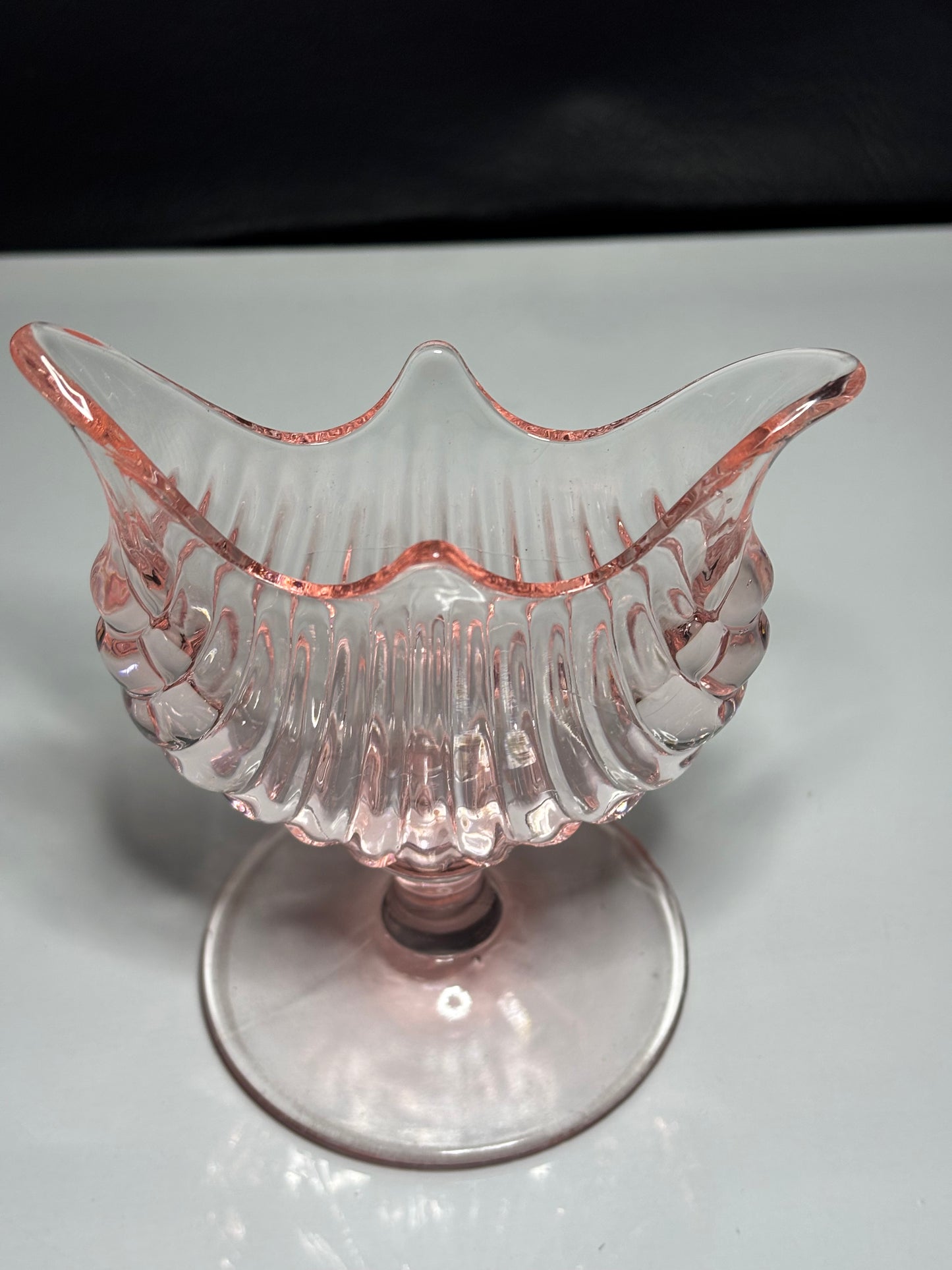 Vintage Pink Depression Glass Footed Candy Dish – Swan-Inspired Design *
