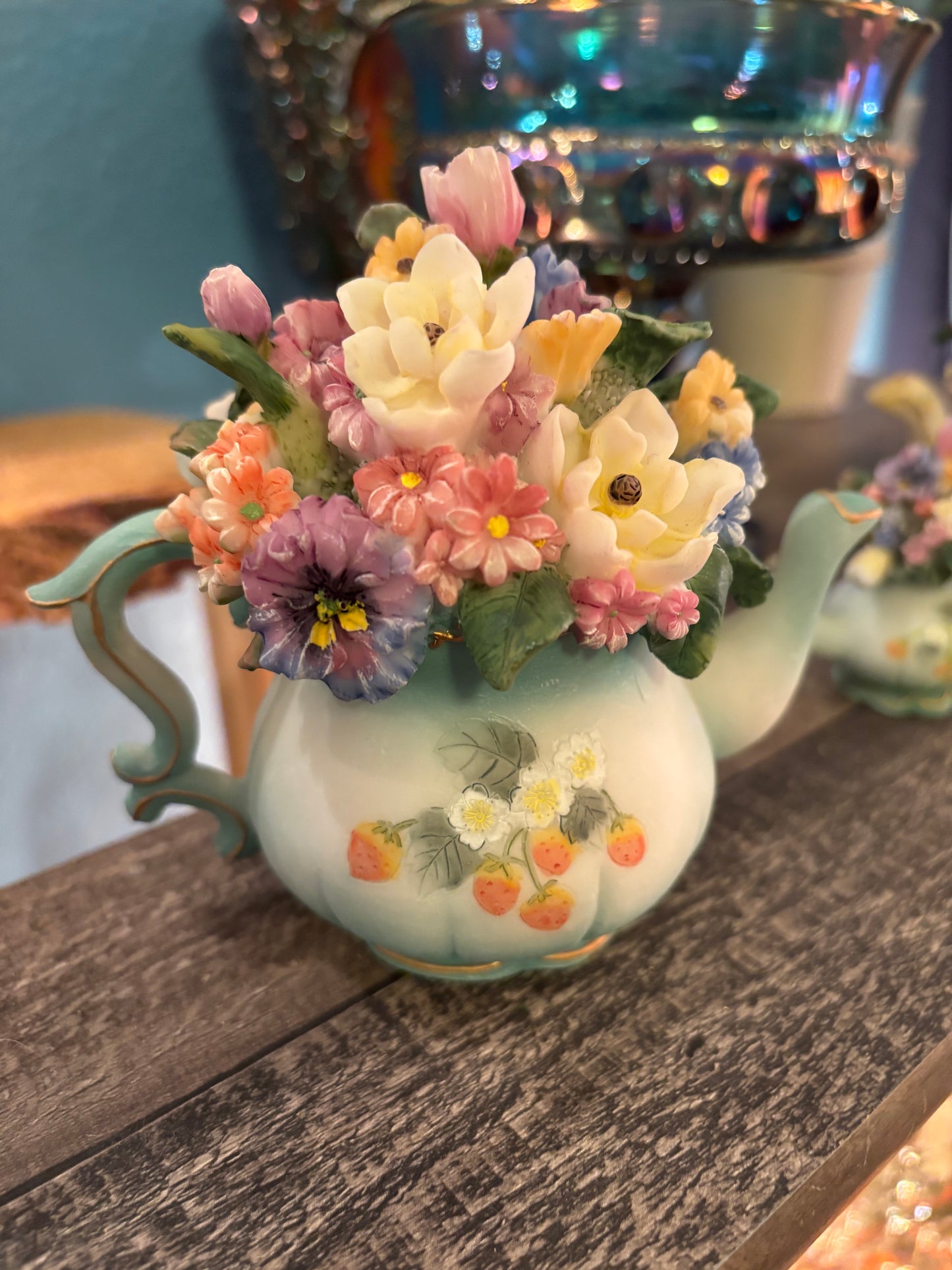 Whimsy in Bloom – Vintage Floral Teapot Figurine