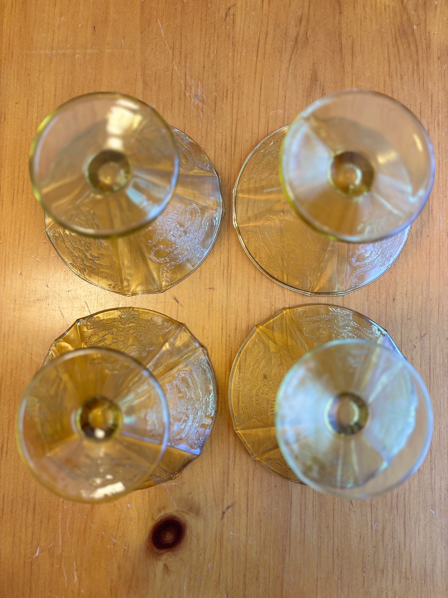 Vintage Lemon Yellow Depression Glass Sherbet Cups