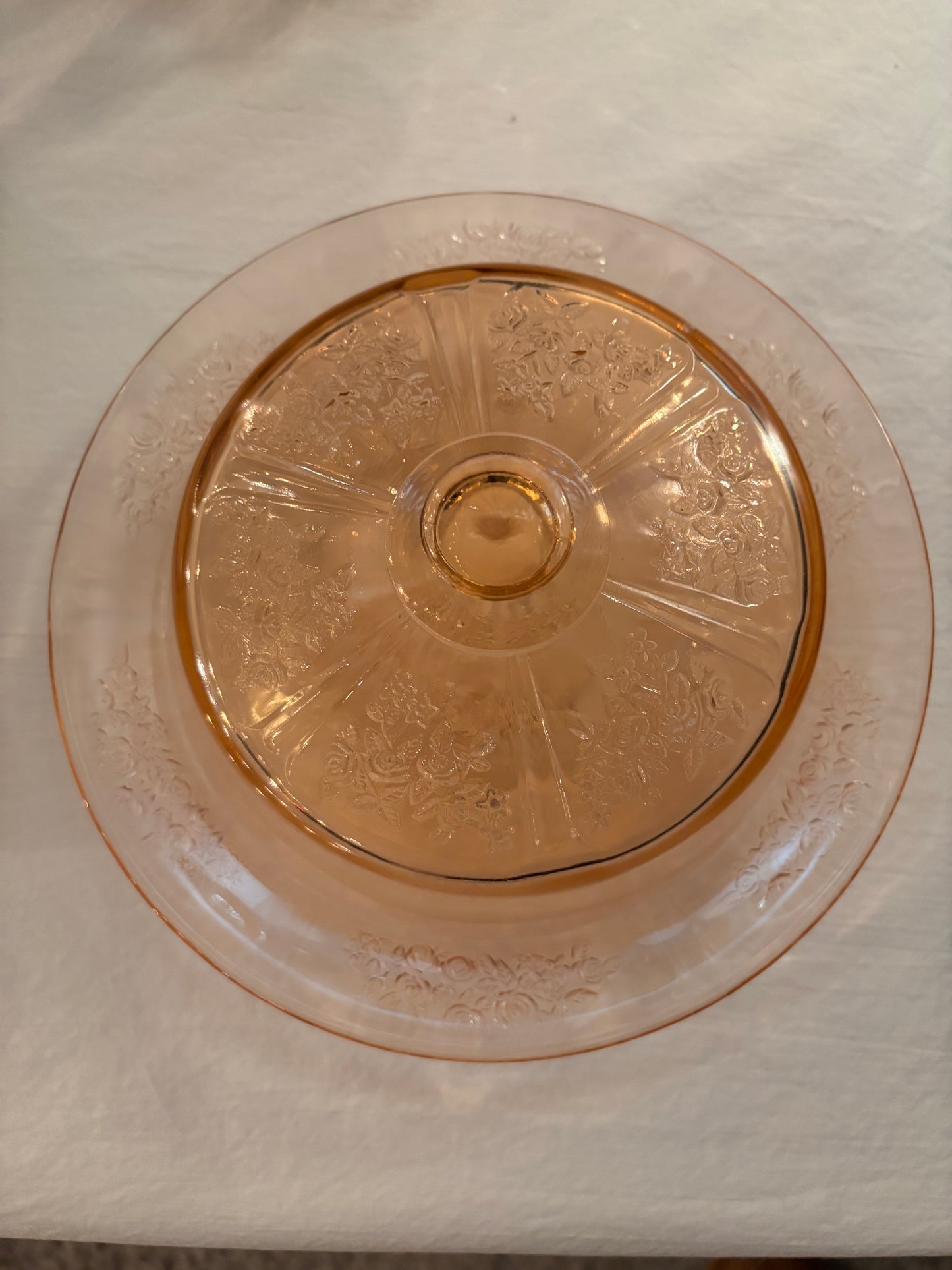 Vintage Pink Depression Glass Covered Serving Dish – Floral Etched Pattern