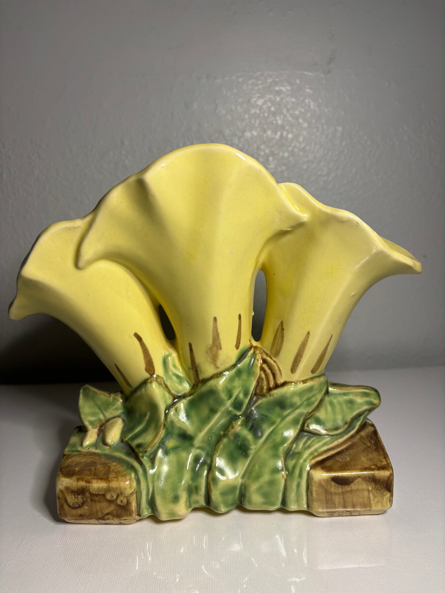 Vintage Yellow Calla Lily Ceramic Planter – Mid-Century Pottery