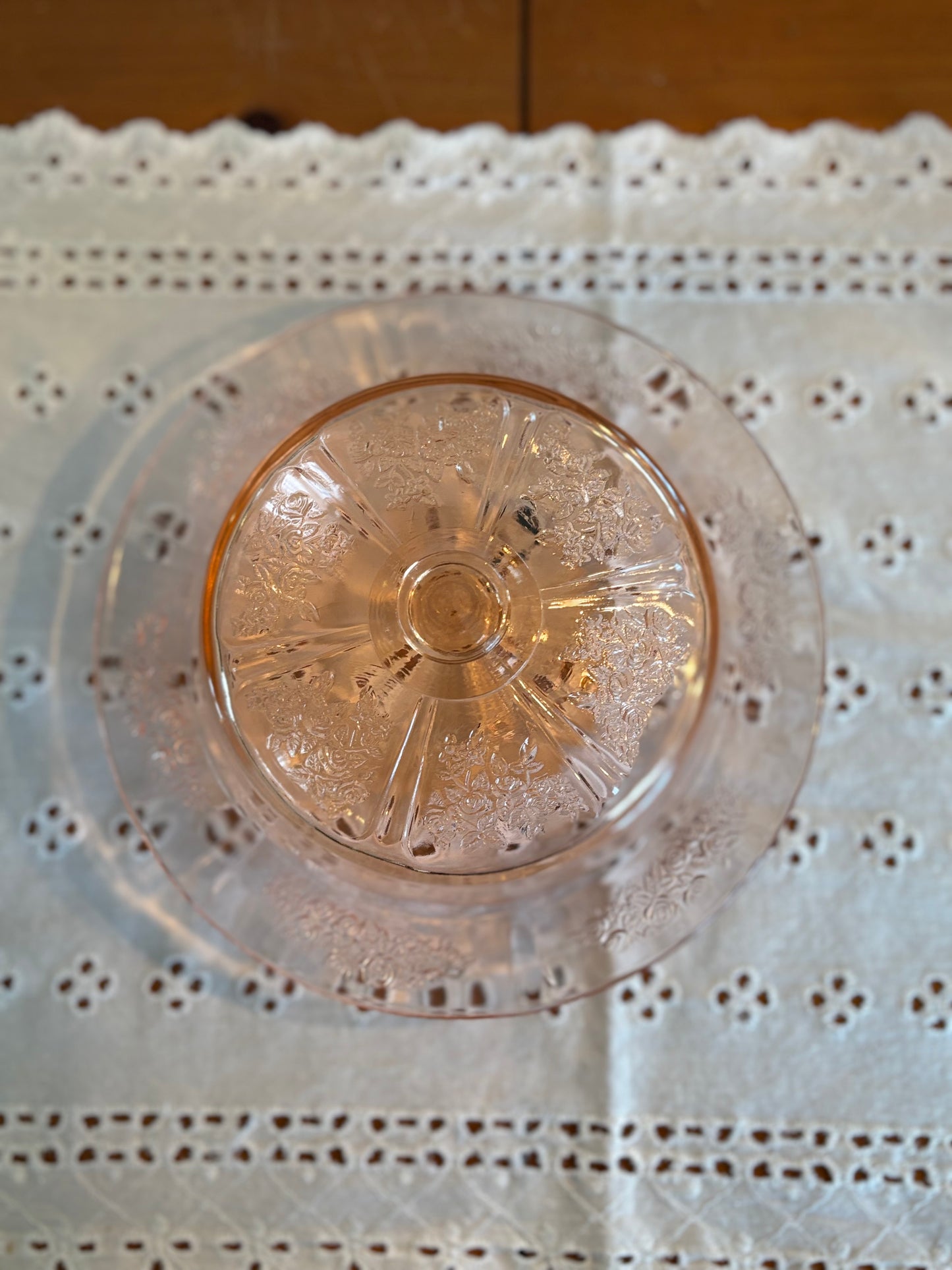 Vintage Pink Depression Glass Butter Dish with Lid – Floral Etched Design *