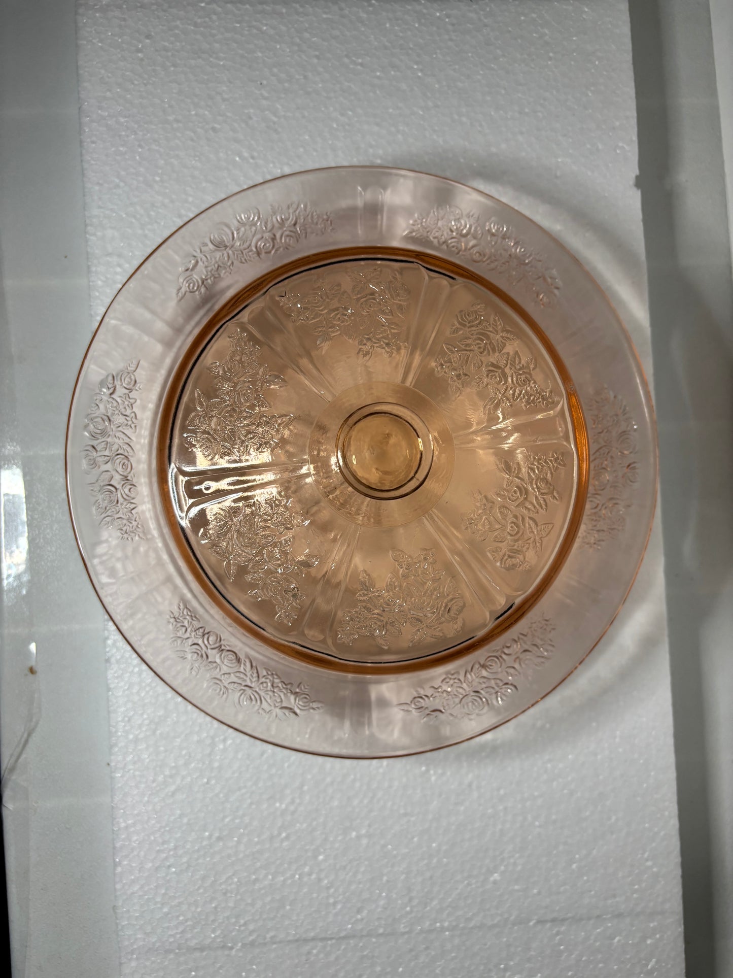 Vintage Pink Depression Glass Covered Serving Dish – Floral Etched Pattern