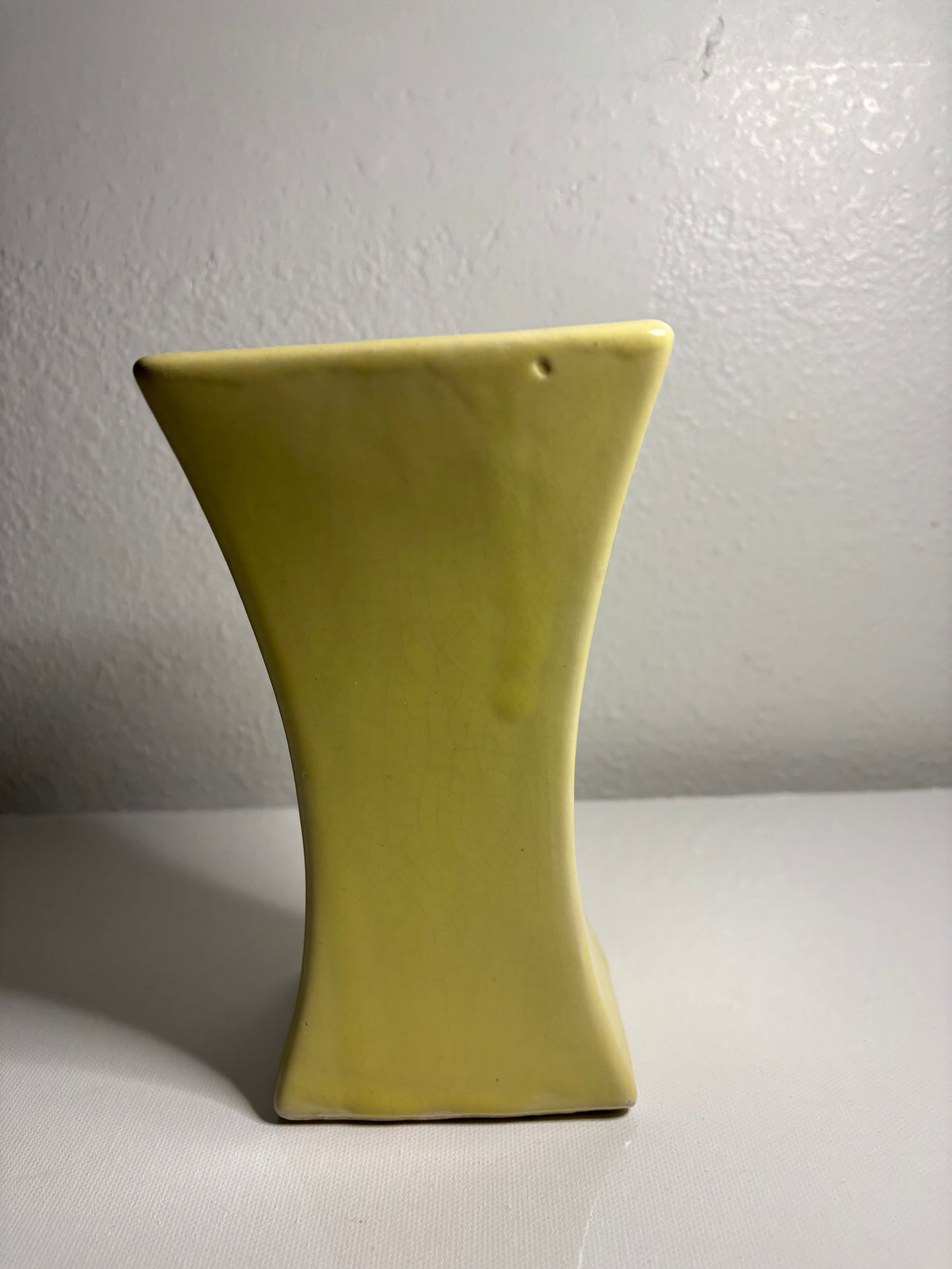 Vintage Art Pottery Bud Vase – Pink Flower Relief on Soft Yellow | 6.5” Tall