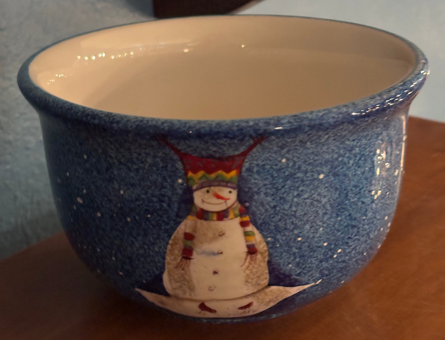 Festive Blue Snowman Bowl – 6"x6"x4"