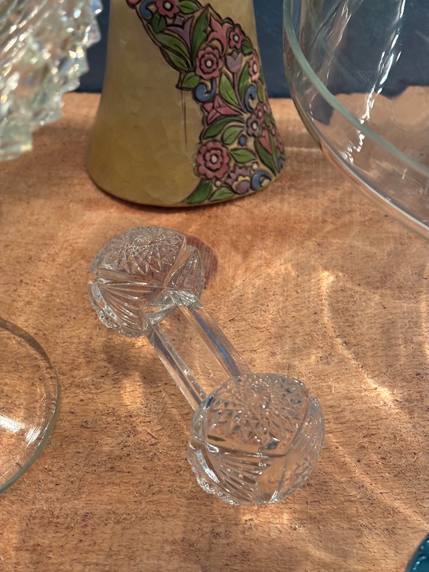 Vintage Pressed Glass Dumbbell Knife Rest – 4.5" x 2"