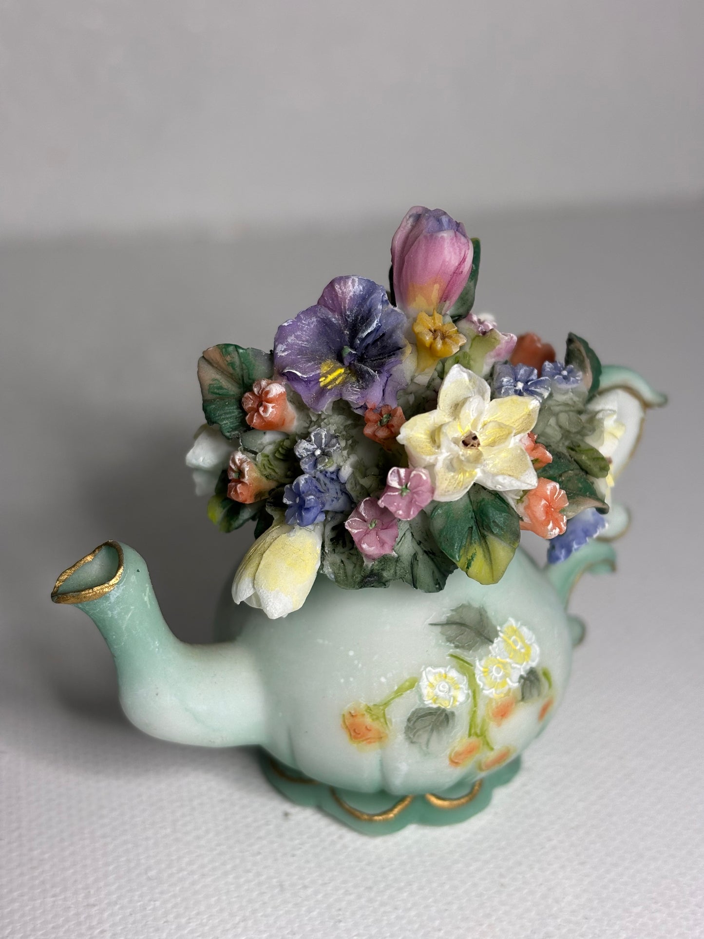 Whimsy in Bloom – Vintage Floral Teapot Figurine