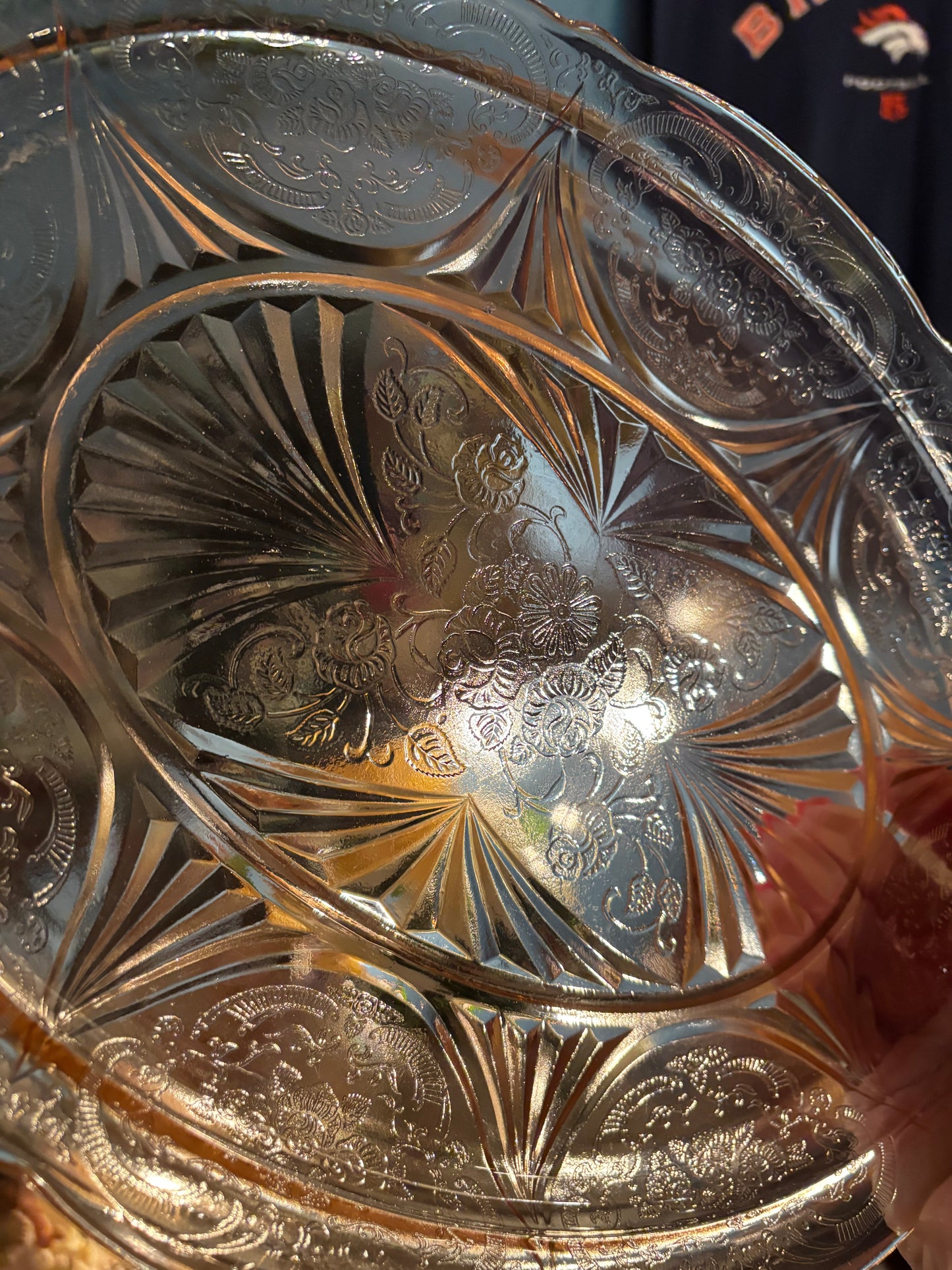 Vintage Pink Depression Glass Oval Serving Platter – 13" x 10"