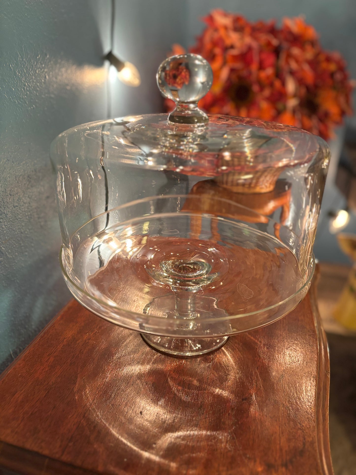 Heavy Glass Cake Stand with Dome – 10” x 10” x 12” – 5.8 lbs