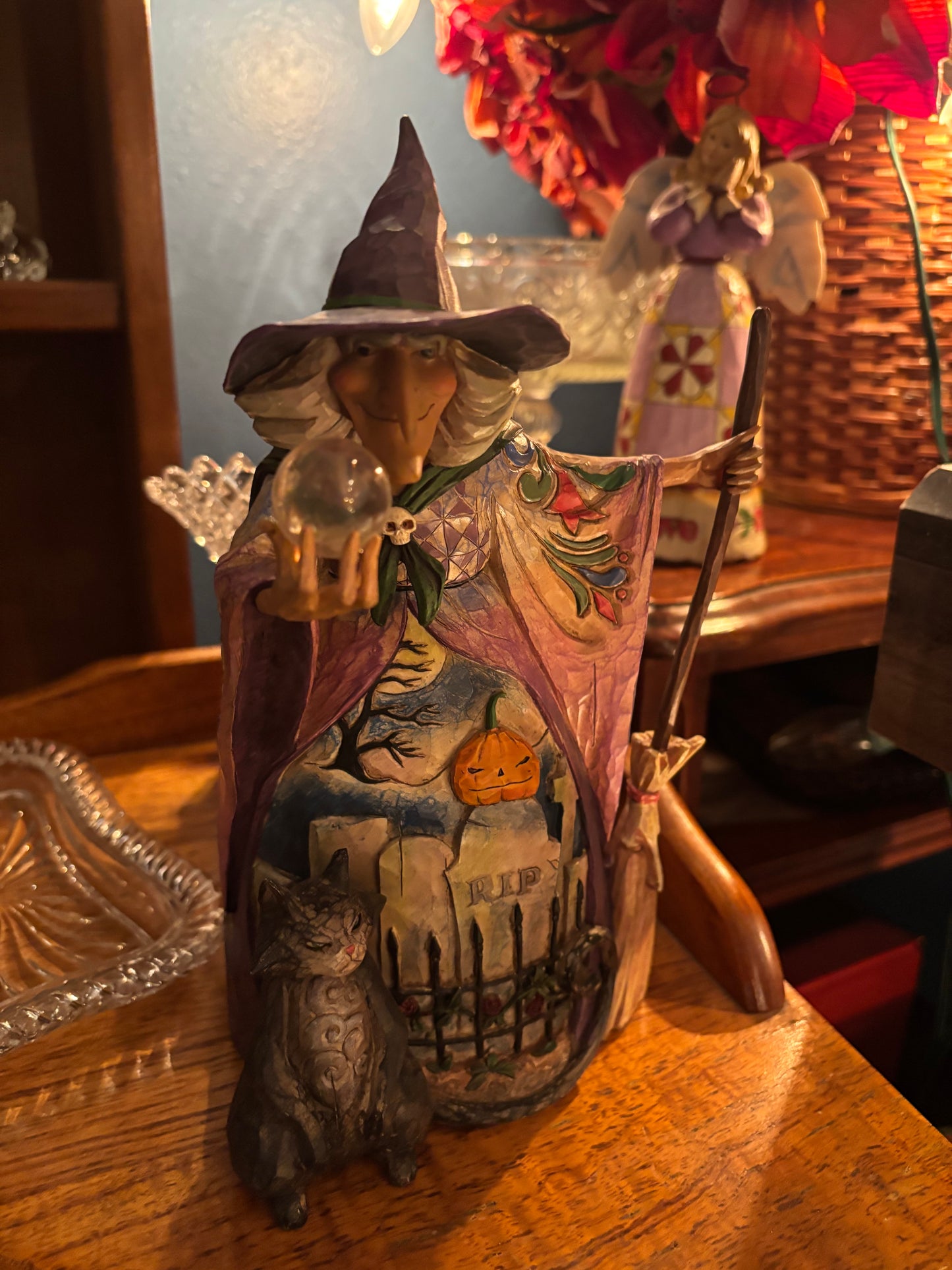 Jim Shore Heartwood Creek Witch Figurine – Halloween Graveyard Scene, 10" Tall