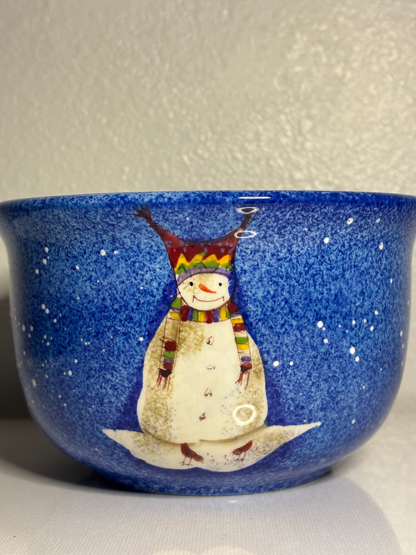 Festive Blue Snowman Bowl – 6"x6"x4"