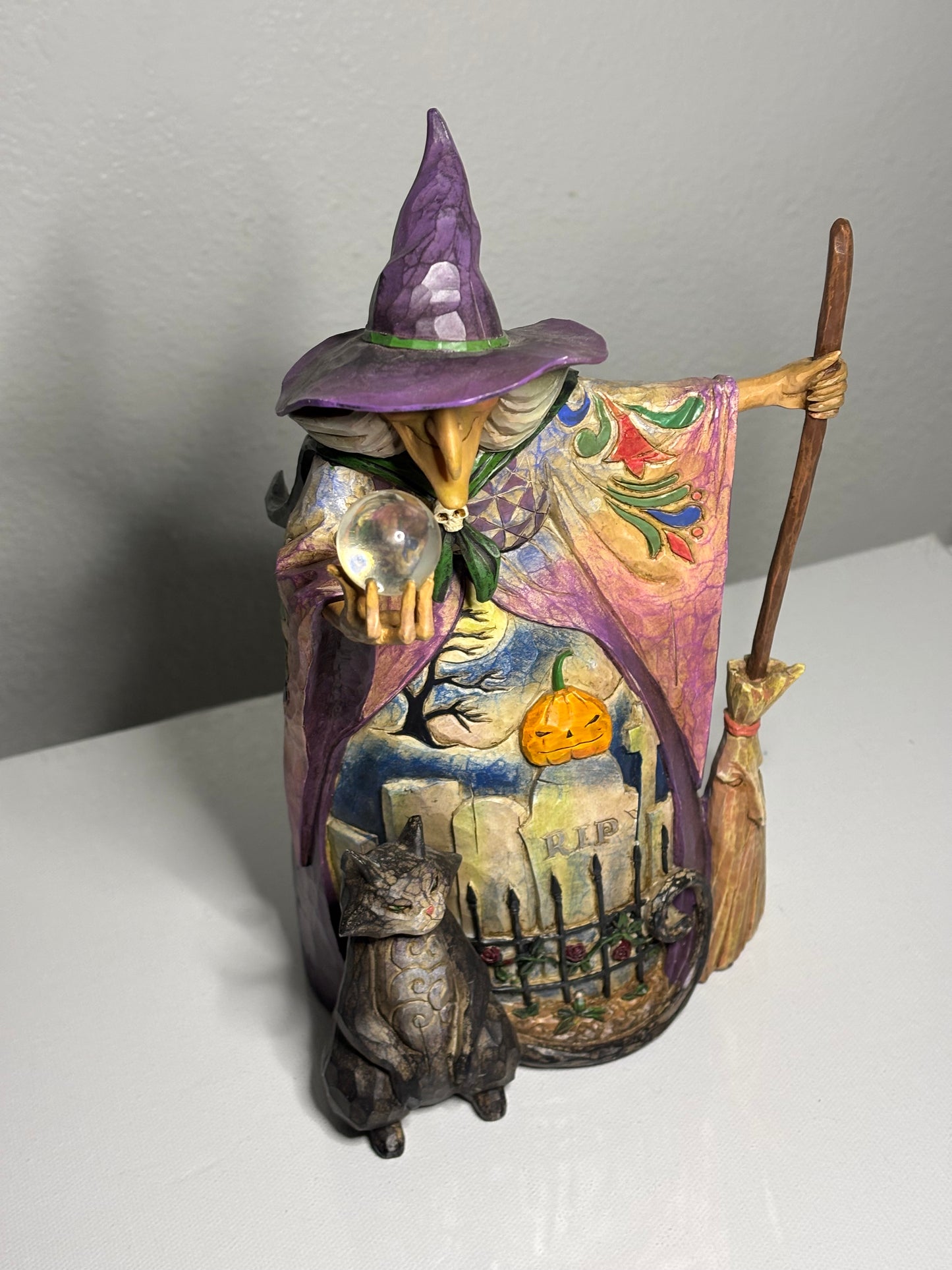 Jim Shore Heartwood Creek Witch Figurine – Halloween Graveyard Scene, 10" Tall