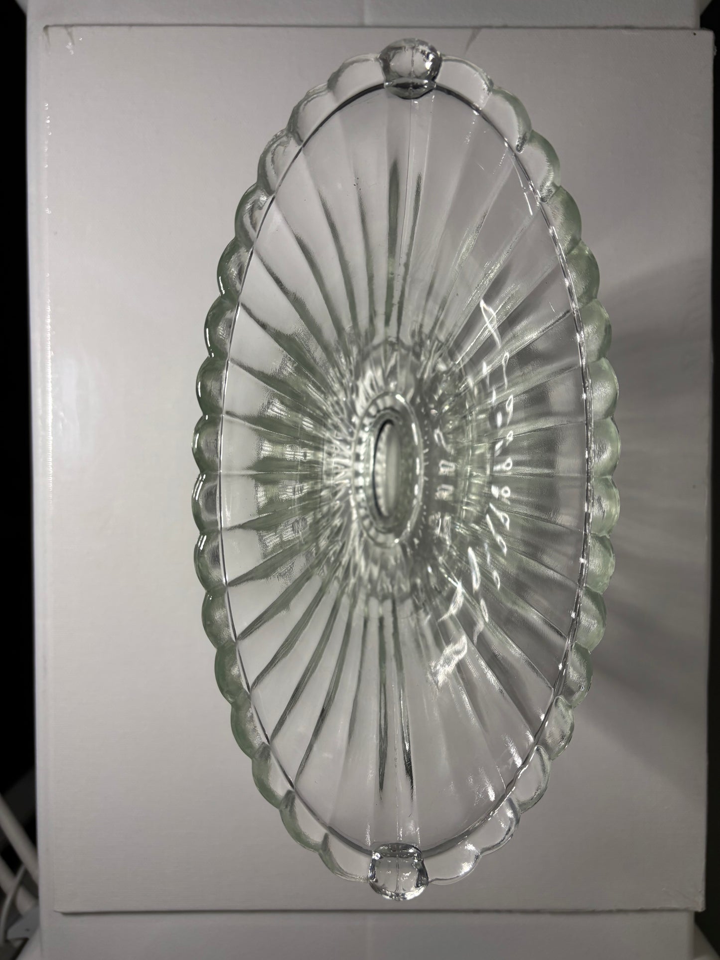 Vintage Ribbed Flared Glass Bowl – Footed Clear Glass, 9" Wide