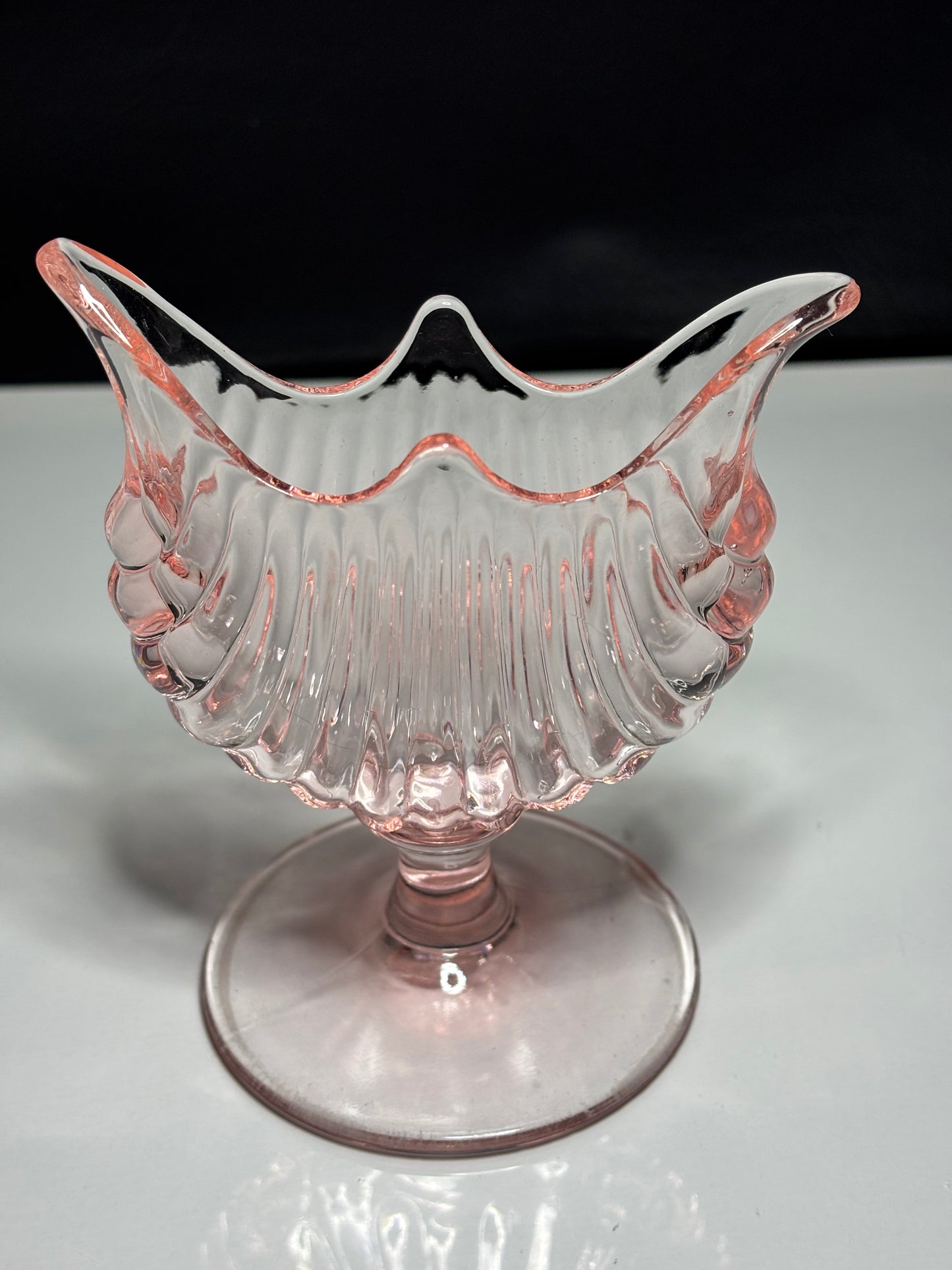 Vintage Pink Depression Glass Footed Candy Dish – Swan-Inspired Design *