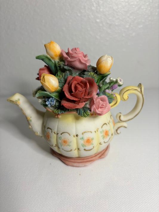 Victorian Rose Garden – Porcelain Floral Teapot Figurine