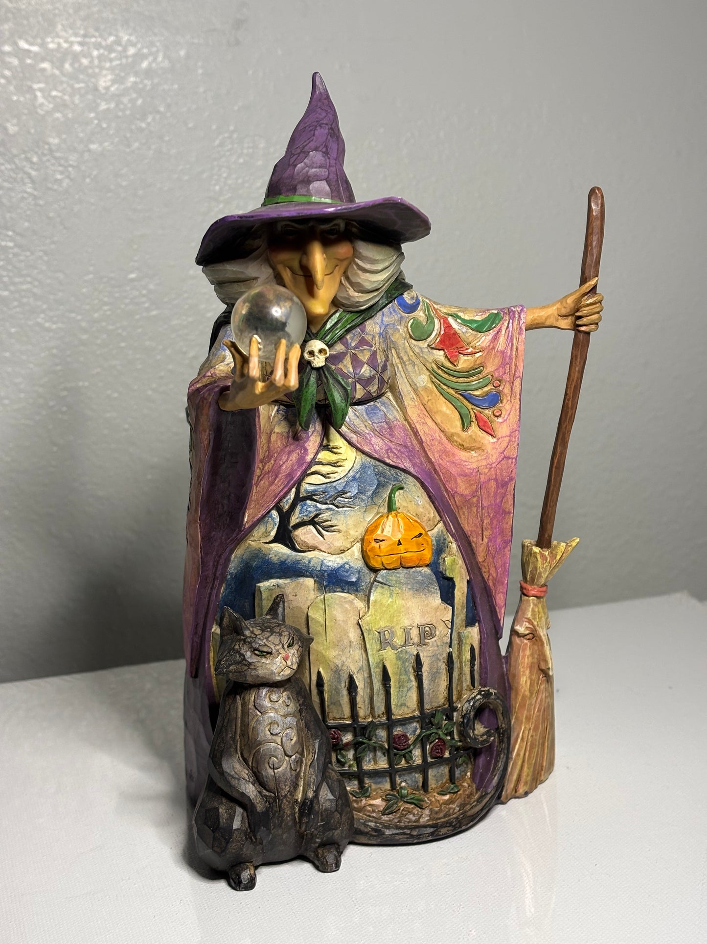 Jim Shore Heartwood Creek Witch Figurine – Halloween Graveyard Scene, 10" Tall