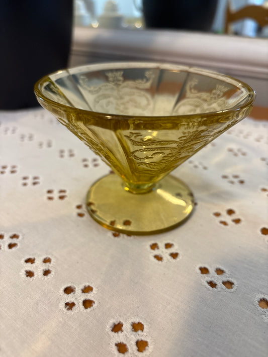 Vintage Lemon Yellow Depression Glass Sherbet Cups